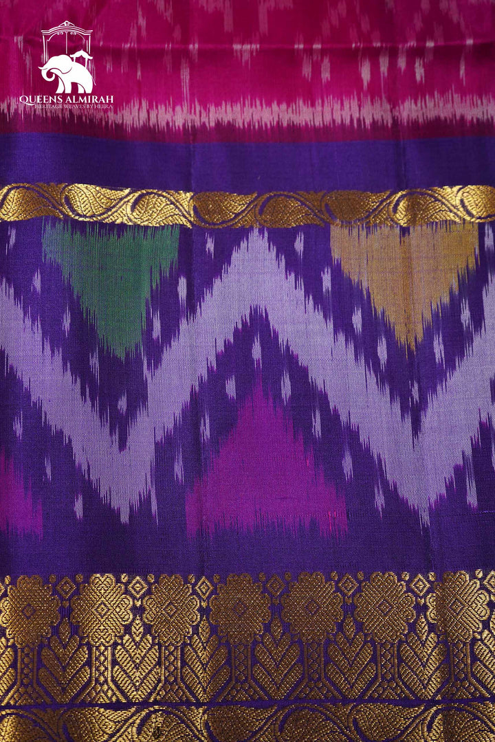 DEEP MAGENTA WITH DARK VIOLET SOFT SILK SAREE - Queens Jewel Emporium