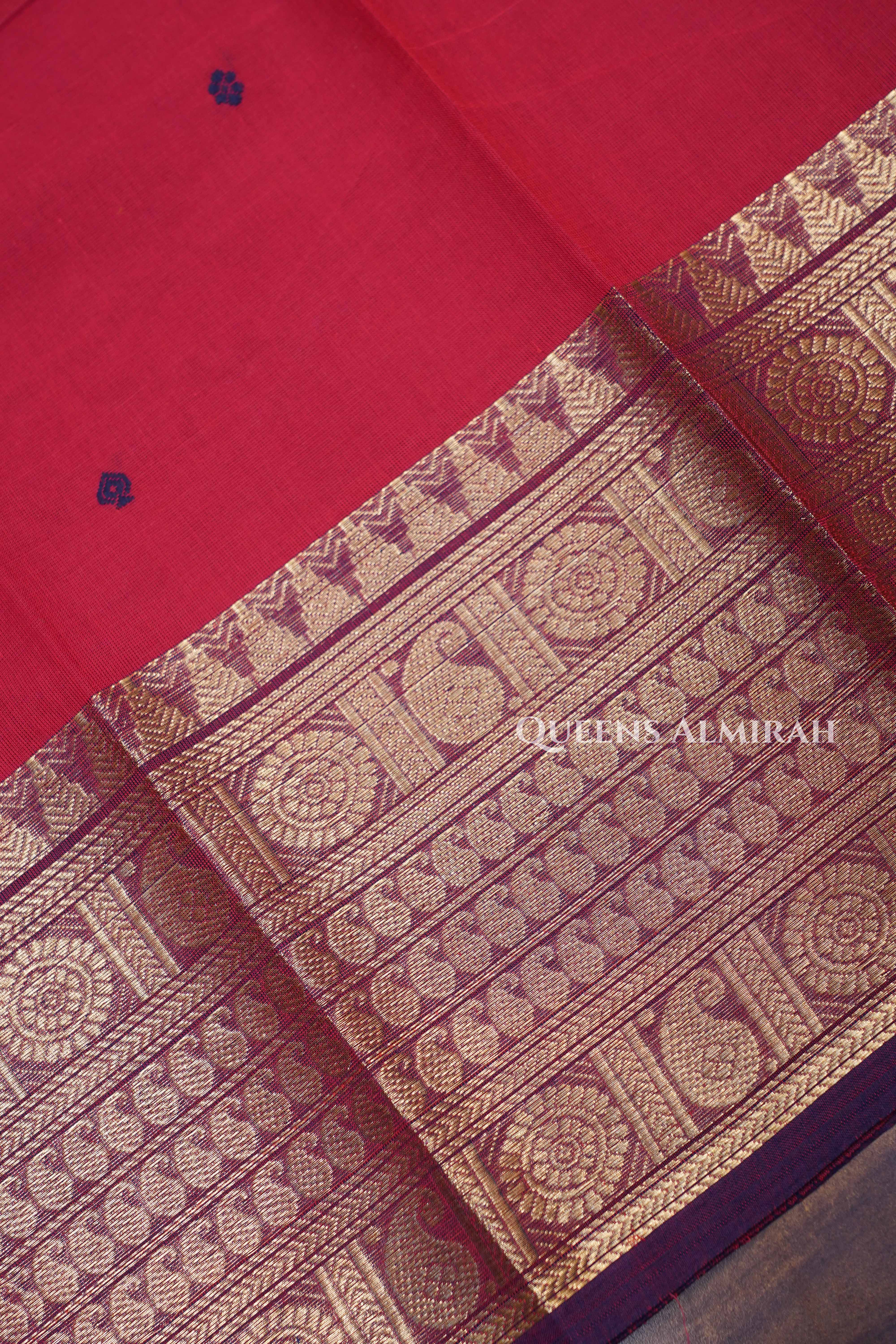 Dark Pink With Purple Kanchi Cotton Saree