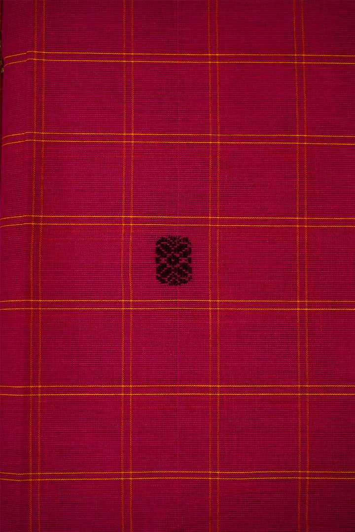 MAGENTA RED WITH PURPLE KANCHI COTTON SAREE - Queens Jewel Emporium