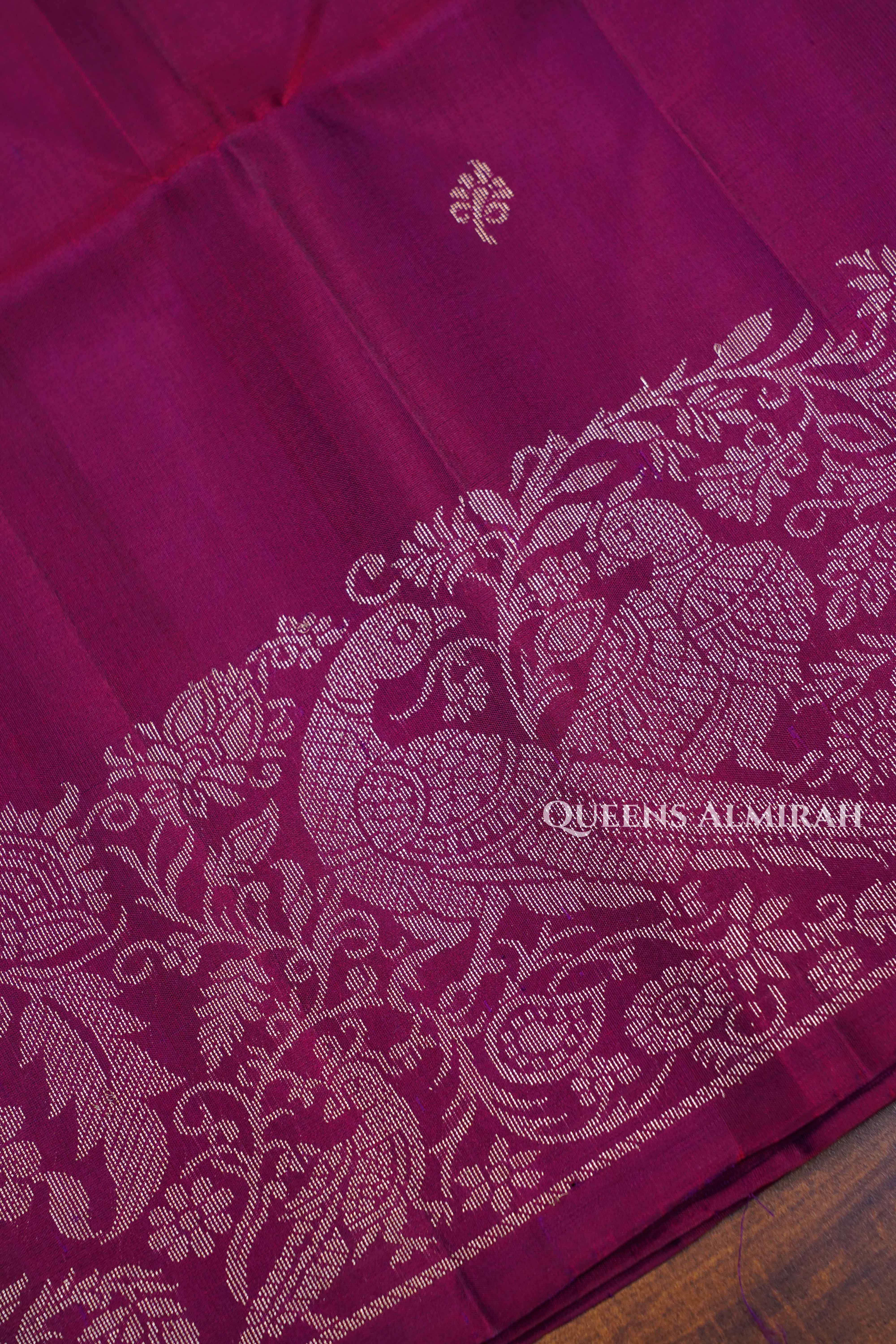 Mulberry Purple Pure Soft Silk Saree