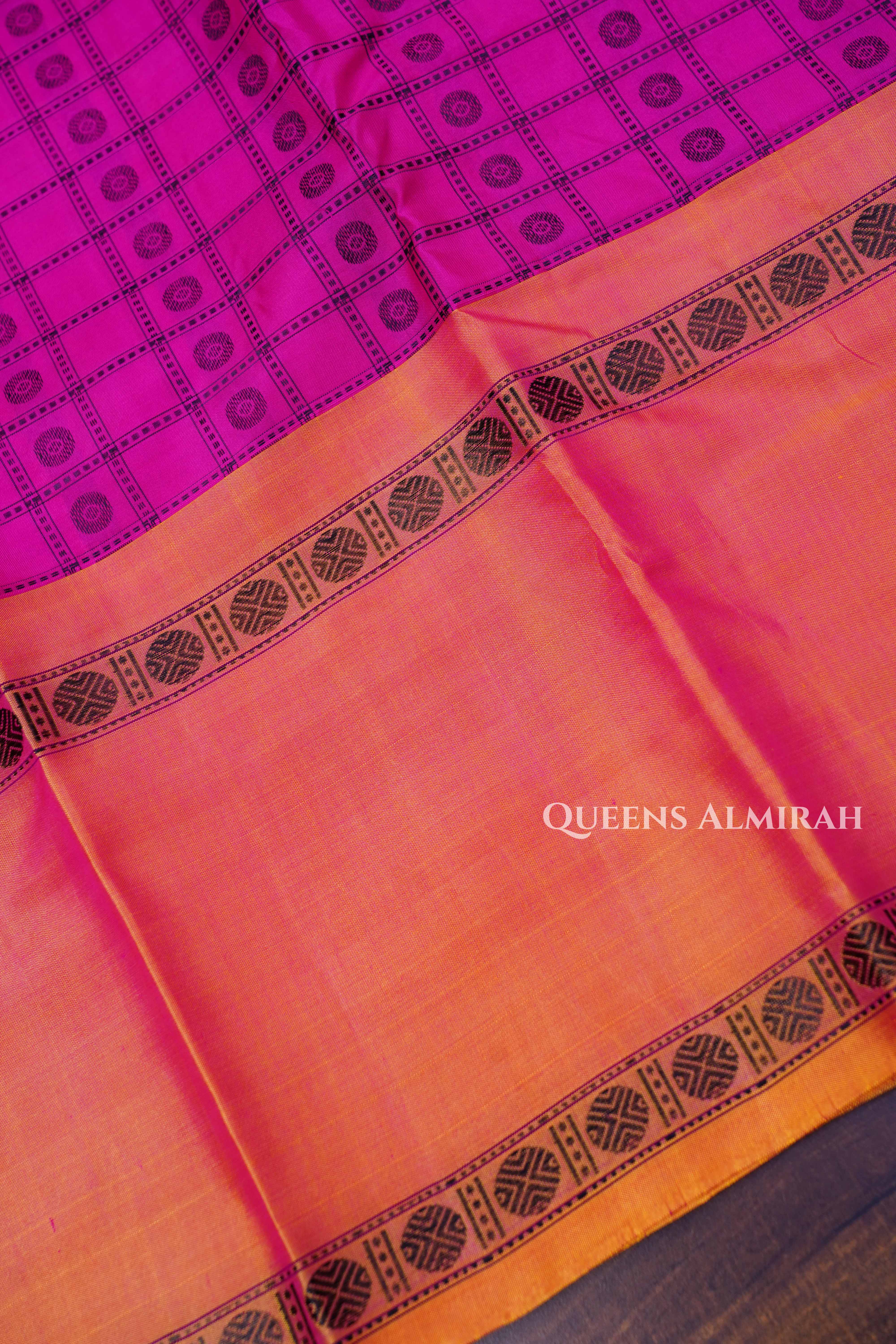 Vadamalli Pink With Honey Brown Pure Kanchivaram Silk Saree