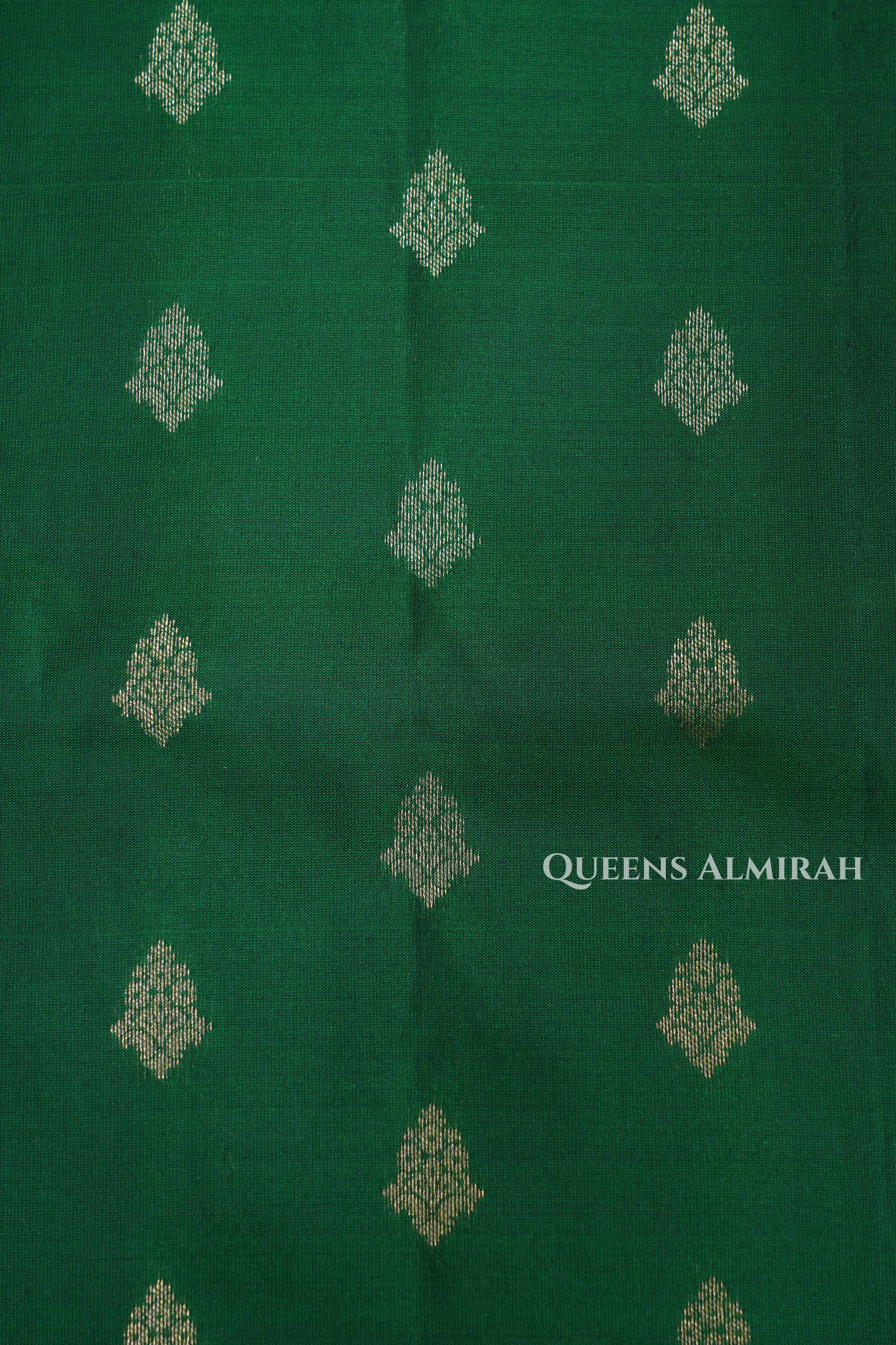 Green With Red Pure Soft Silk Saree