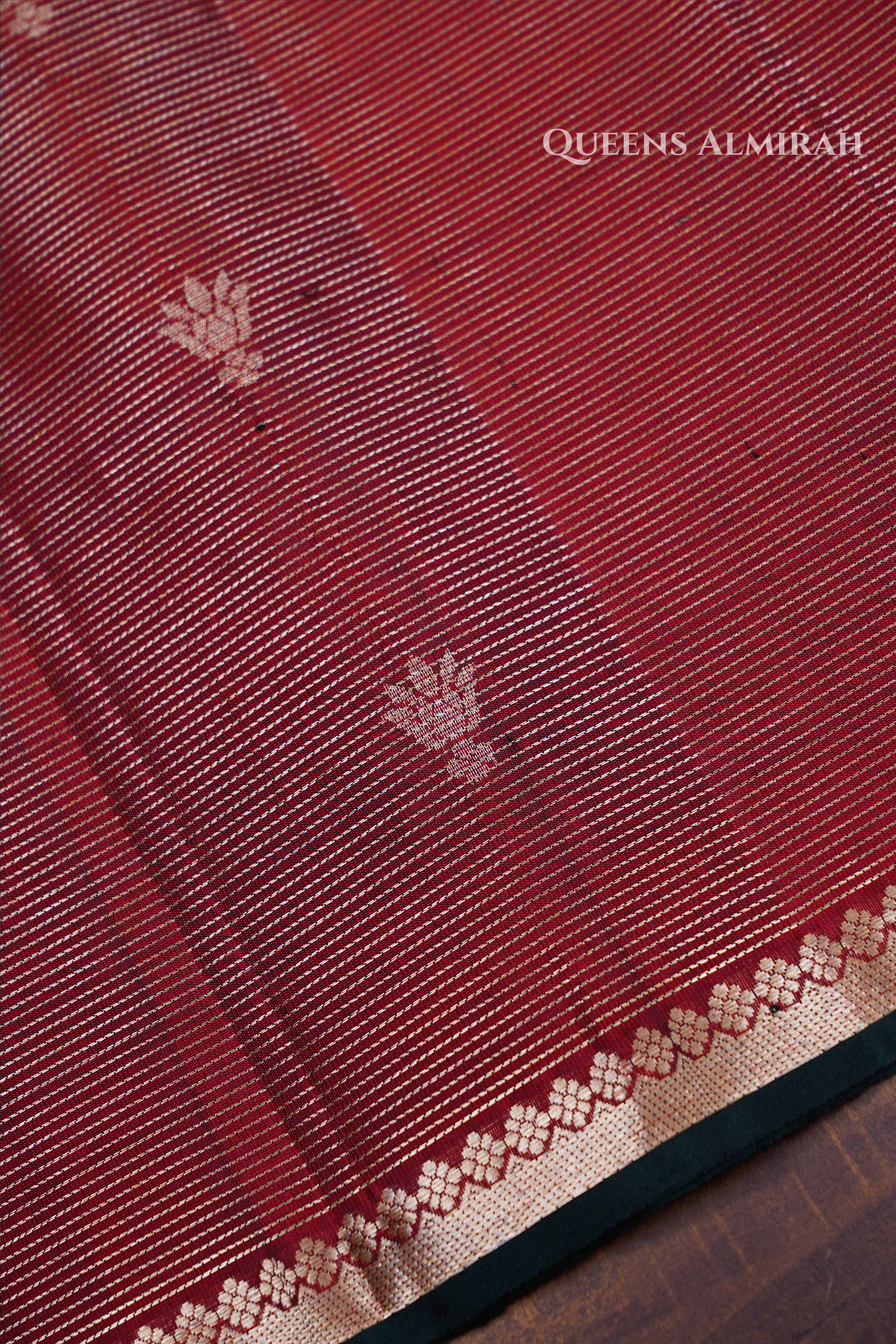 Red Brown With Dark Green Pure Soft Silk Saree