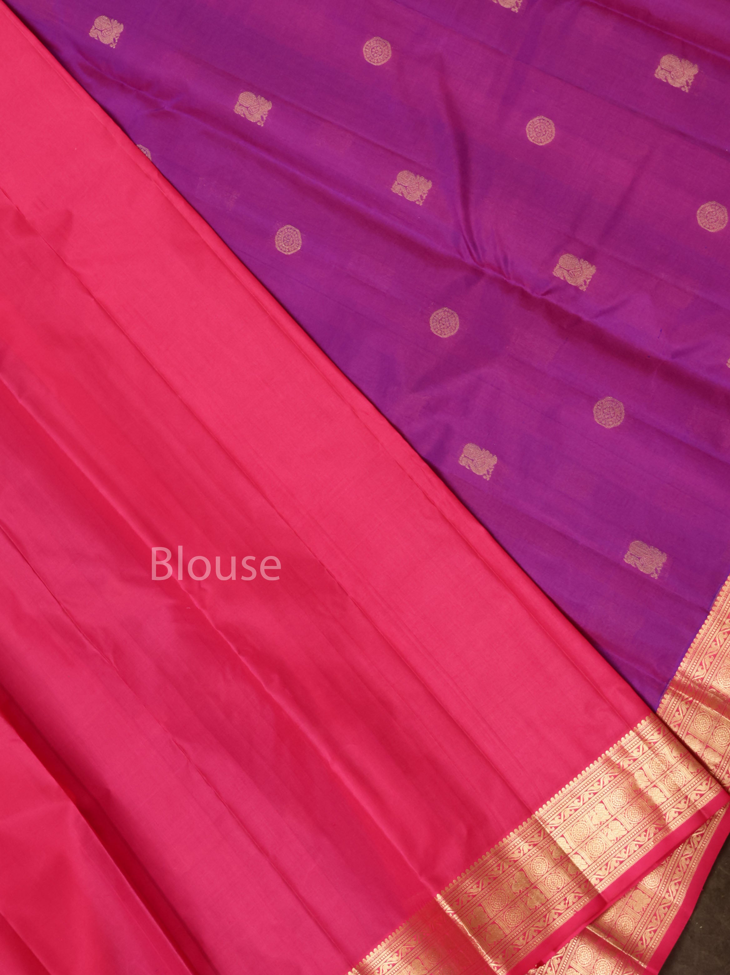 Purple With Pink Pure Kanchivaram Silk Saree