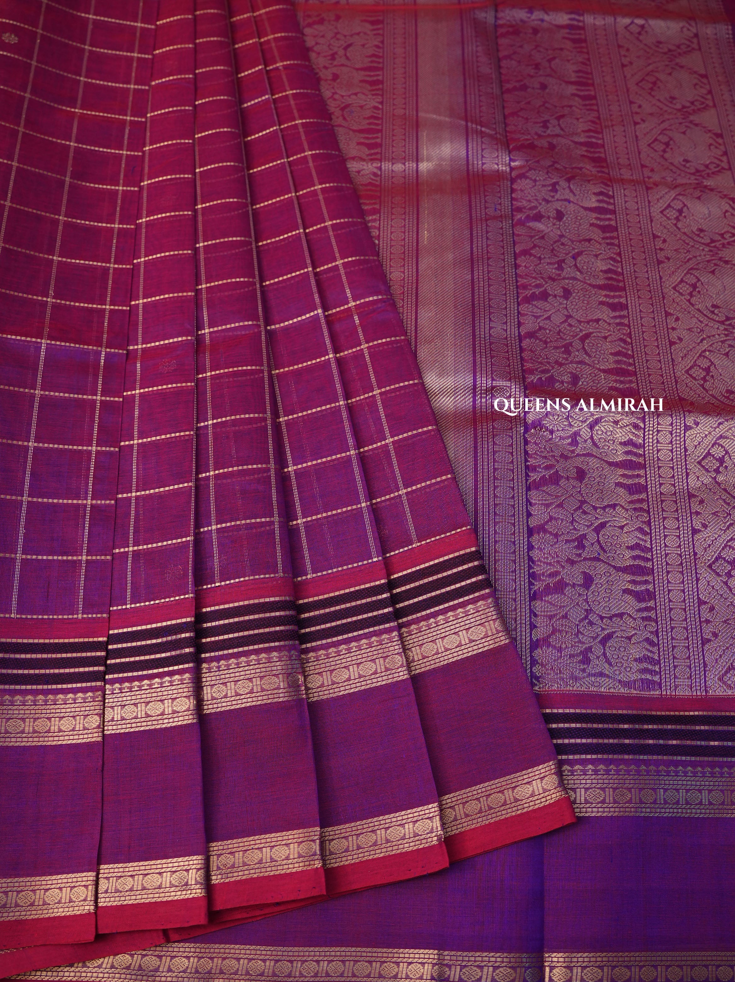 Vadamalli Purple With Gap Border Chettinad Silk Cotton Saree