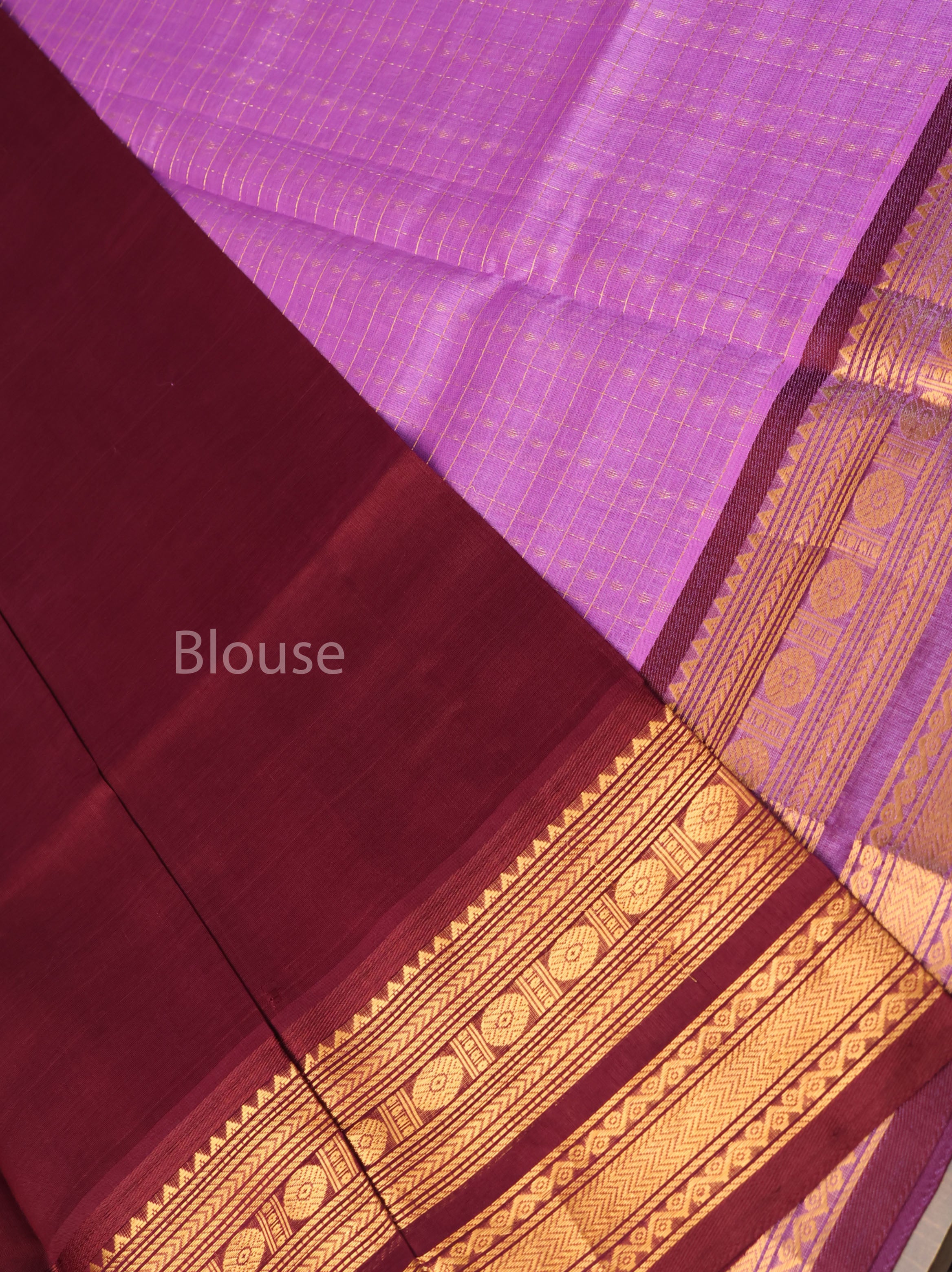 Lavender With Purple Pure Silk Cotton Saree