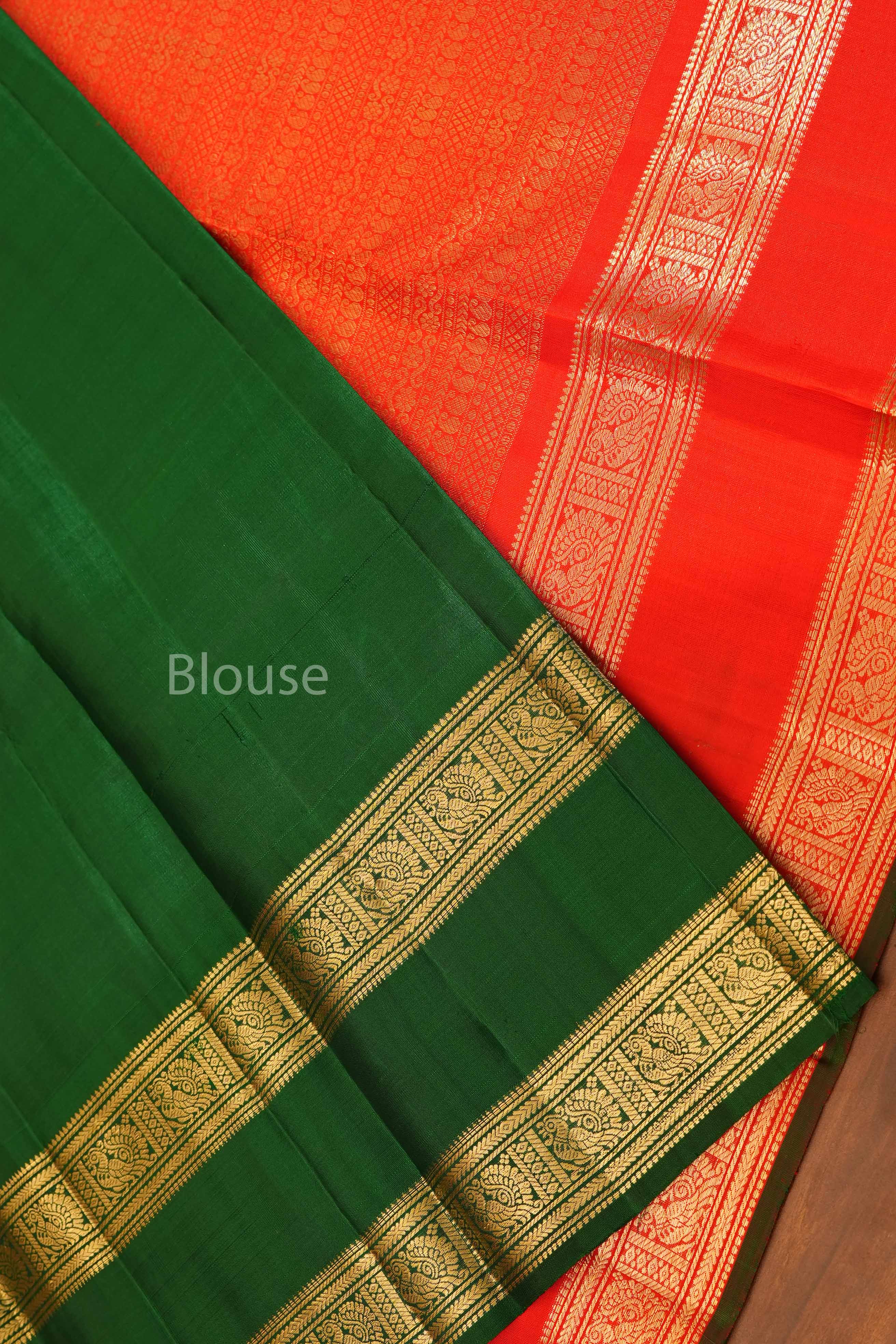 Tomato Red Pure Kanchivaram Silk Saree