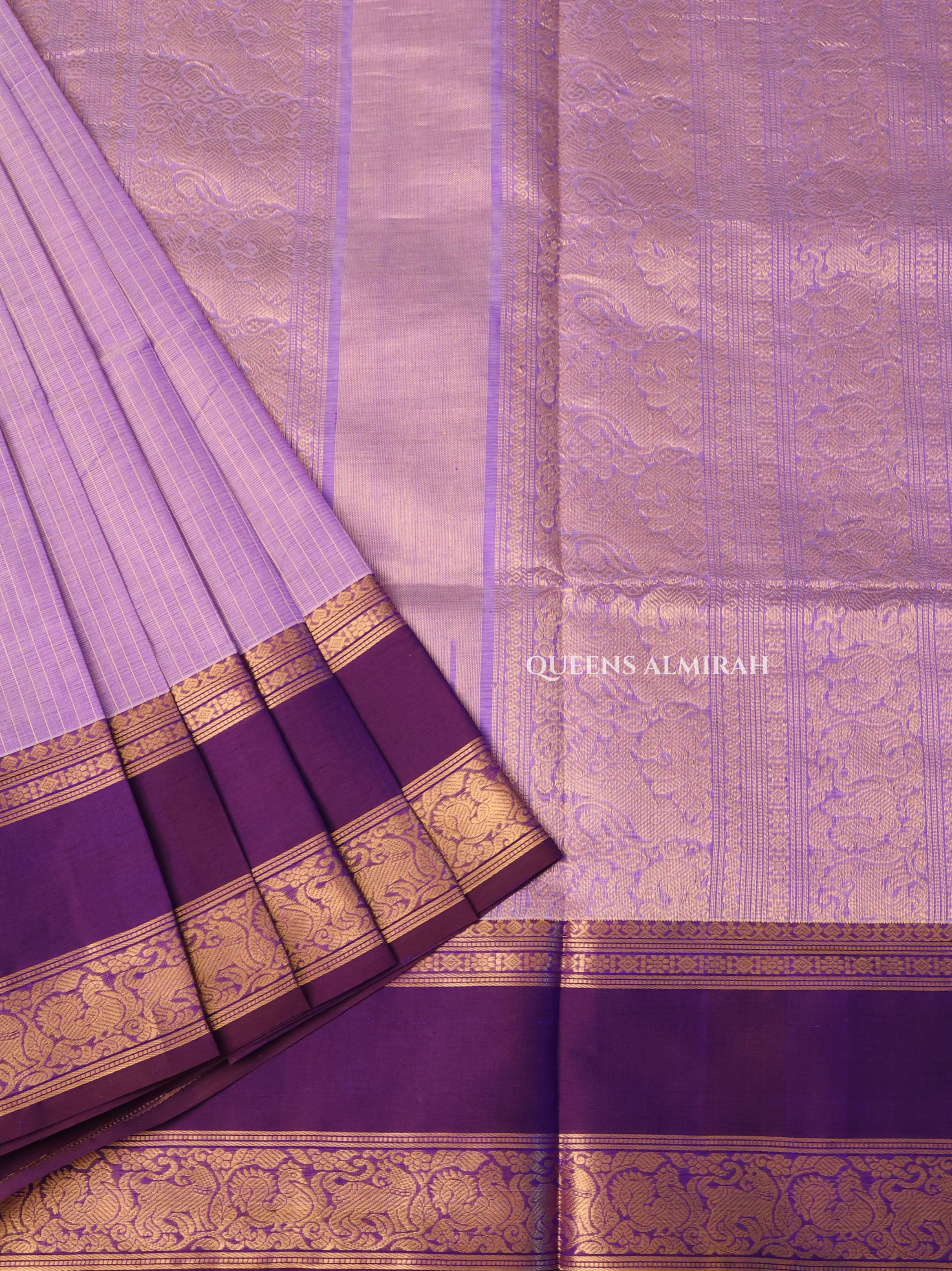 Lavender With Purple Payadi Chettinad Silk Cotton Saree