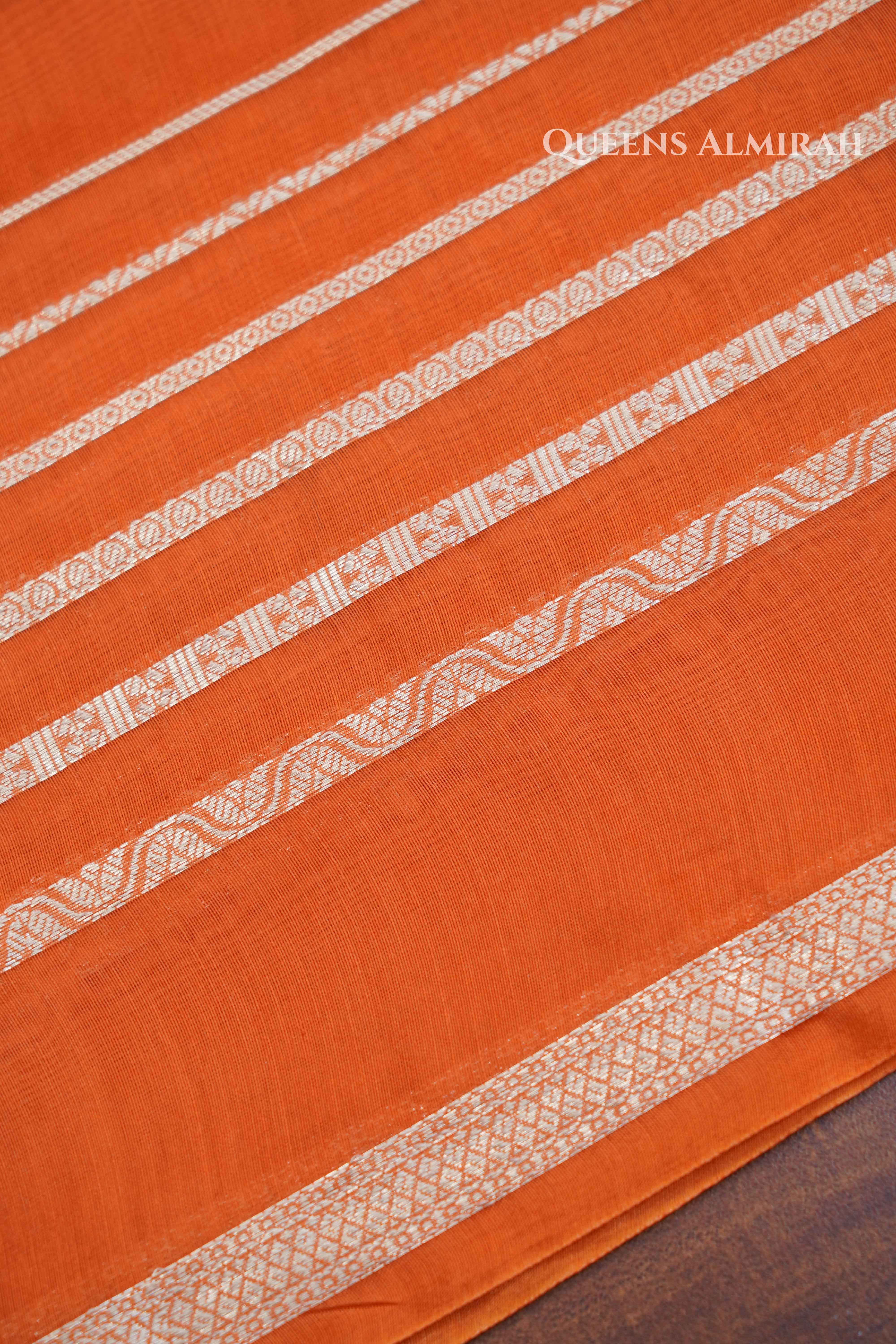 Papaya Orange Chanderi  Silk Cotton Saree