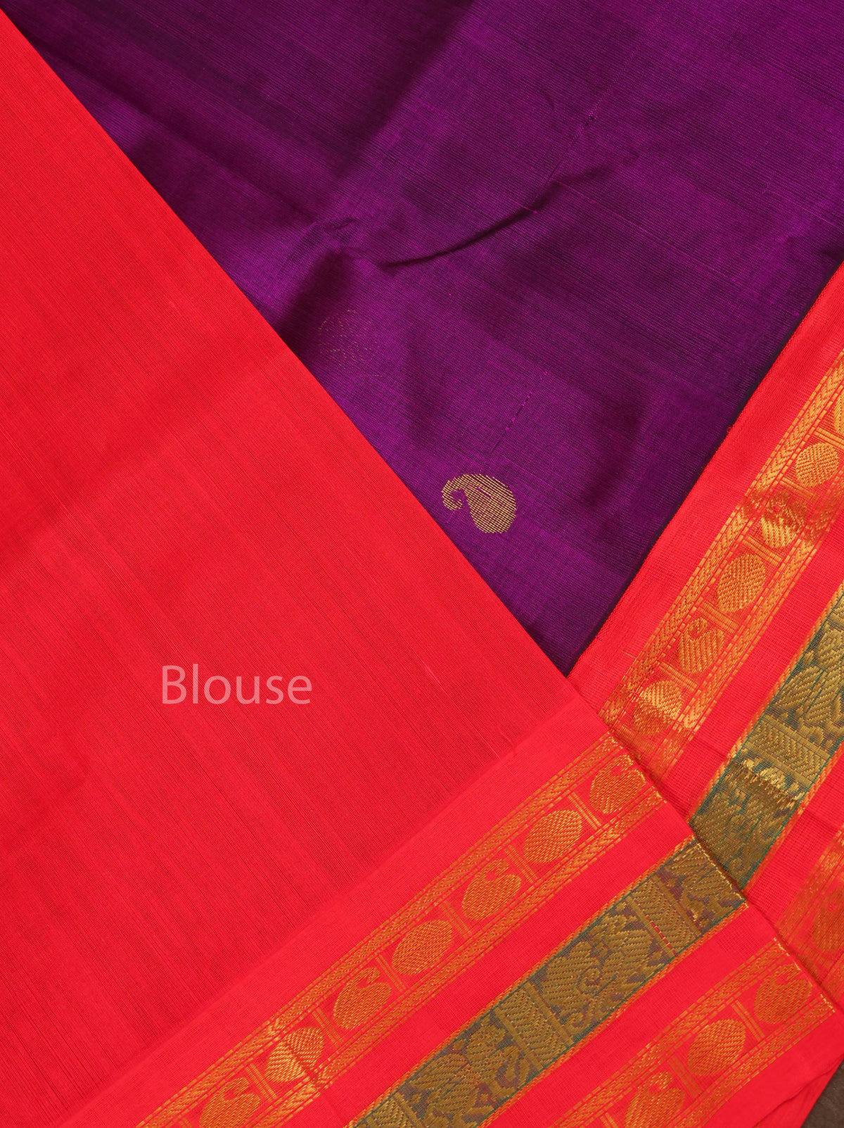 Purple With Red Pure Silk Cotton Saree