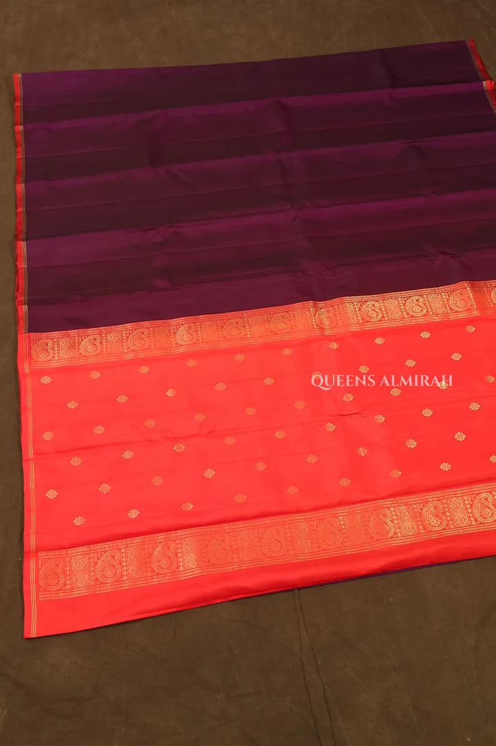Purple With Red Pure Kanchivaram Silk Saree