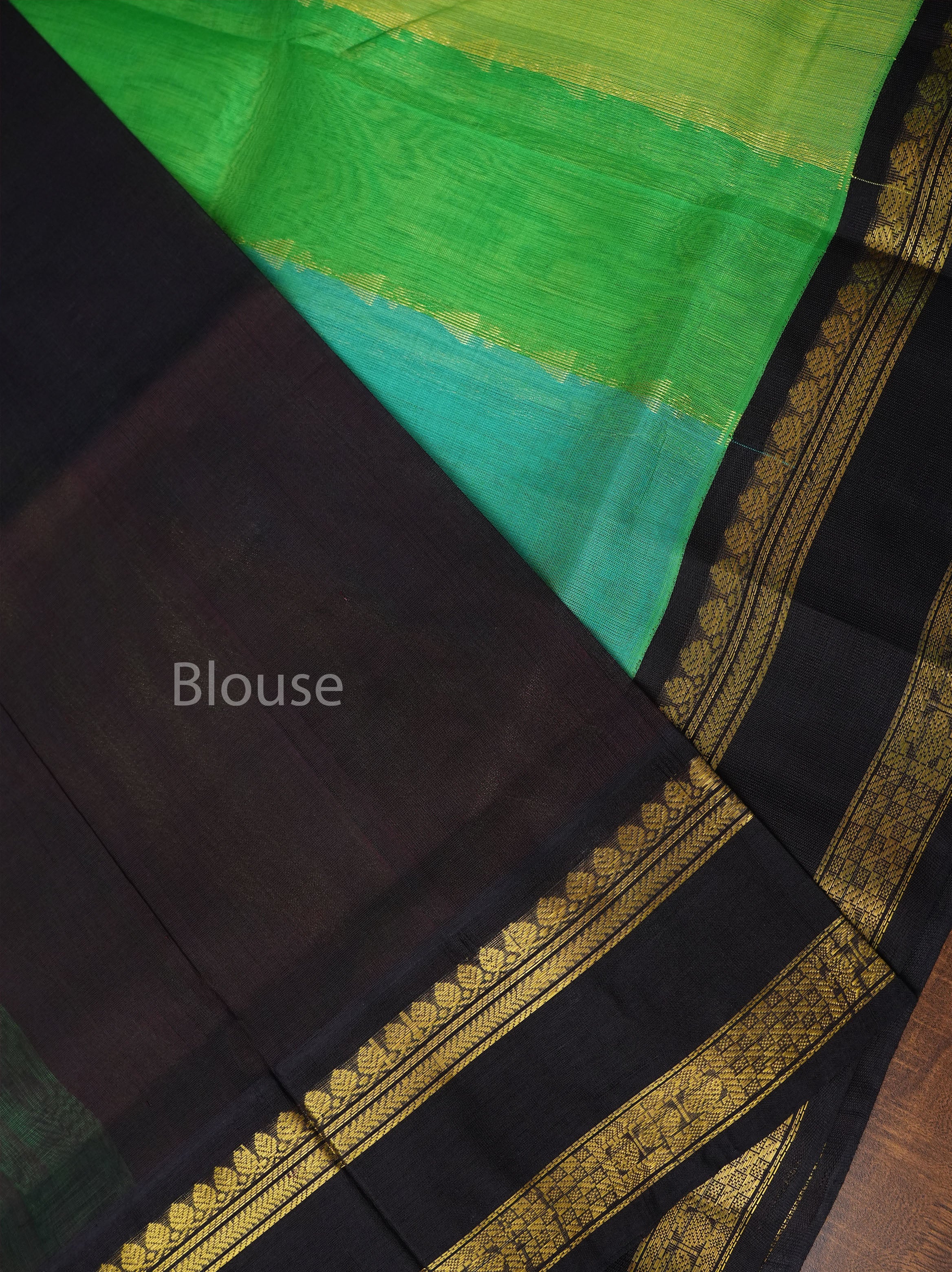 Multicolor With Black Gap Border Pure Silk Cotton Saree
