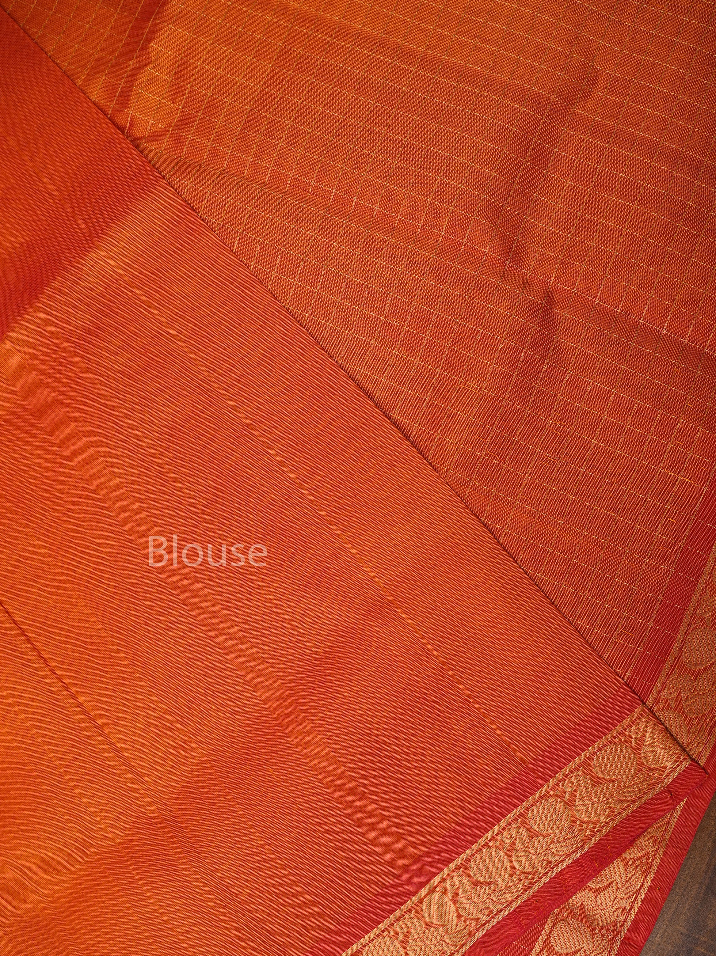 Fanta Orange Small Border Pure Silk Cotton Saree