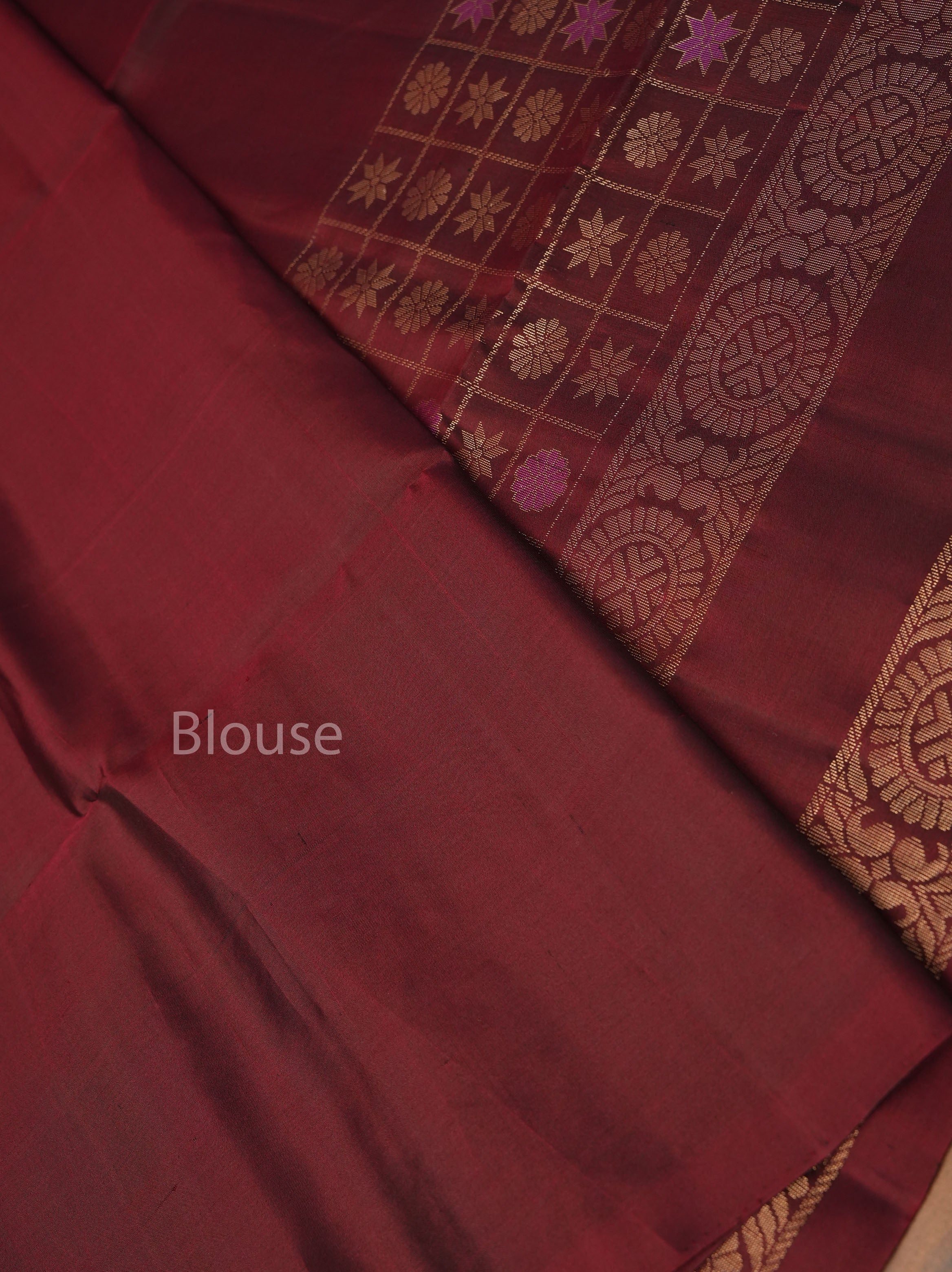 Dark Maroon Athangudi Inspired Pure Soft Silk Saree