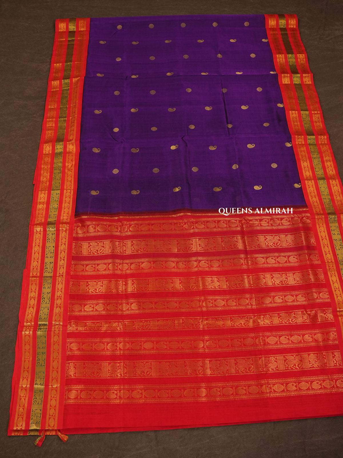 Purple With Red Pure Silk Cotton Saree
