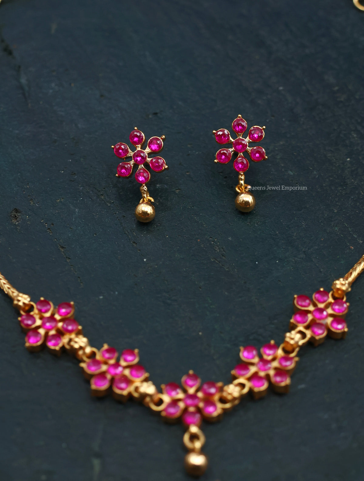 Thenmozhi Necklace - Balaji Pink