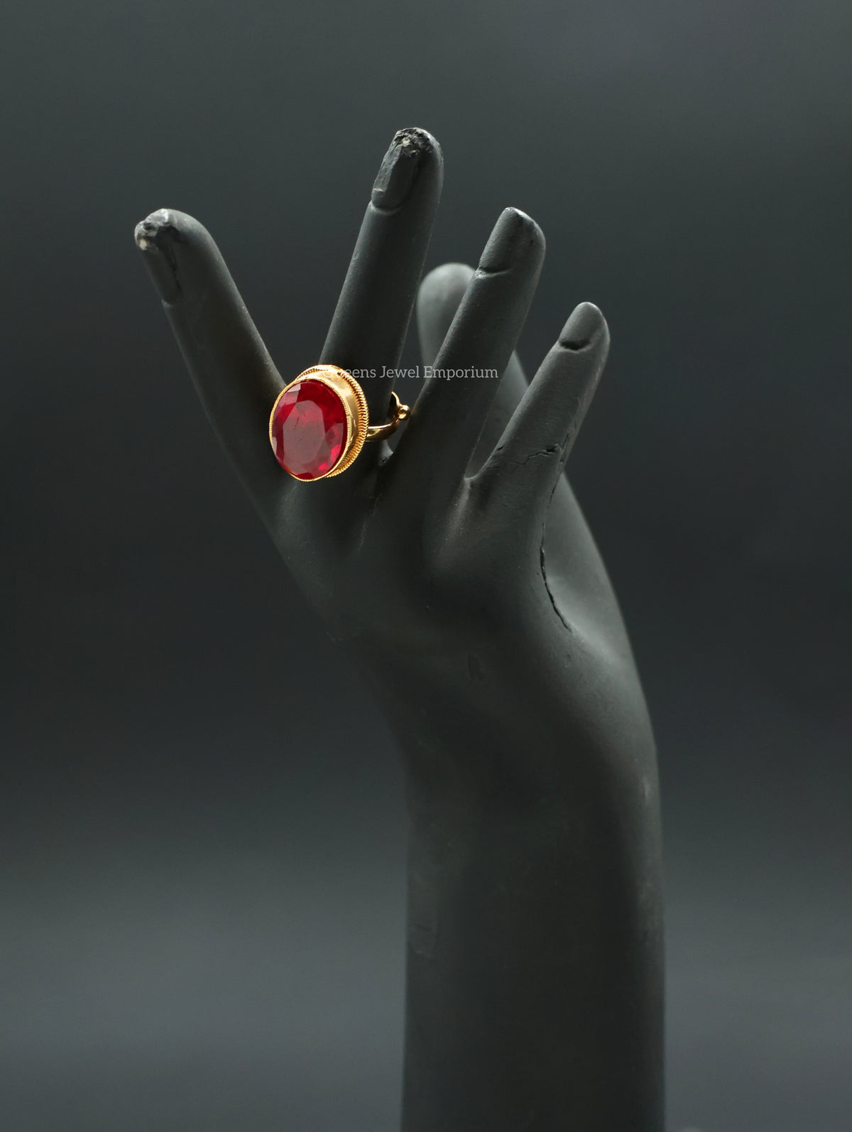 Chamundi Devi Finger Ring - Red