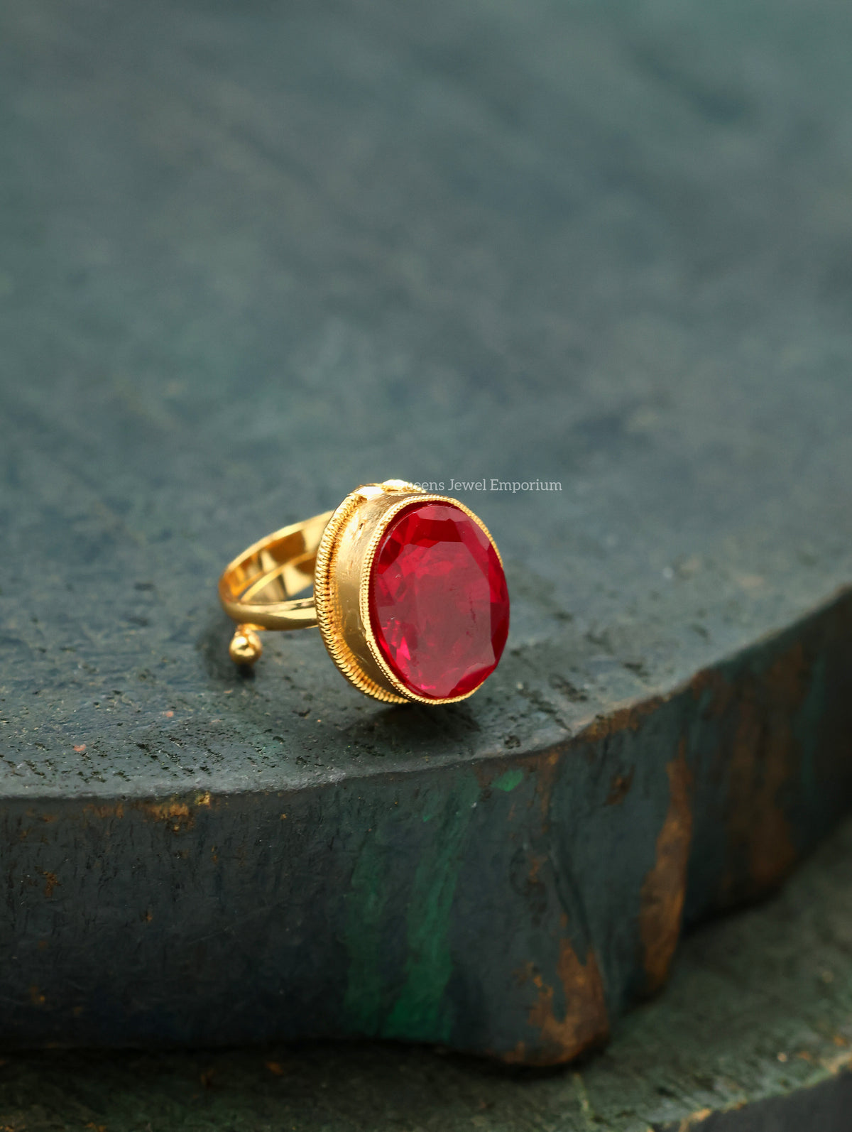 Chamundi Devi Finger Ring - Red