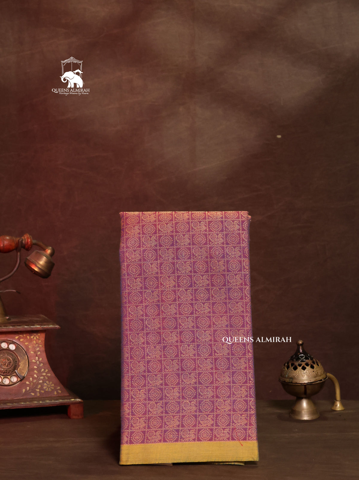 Purple With Yellow Kanchi Cotton Saree
