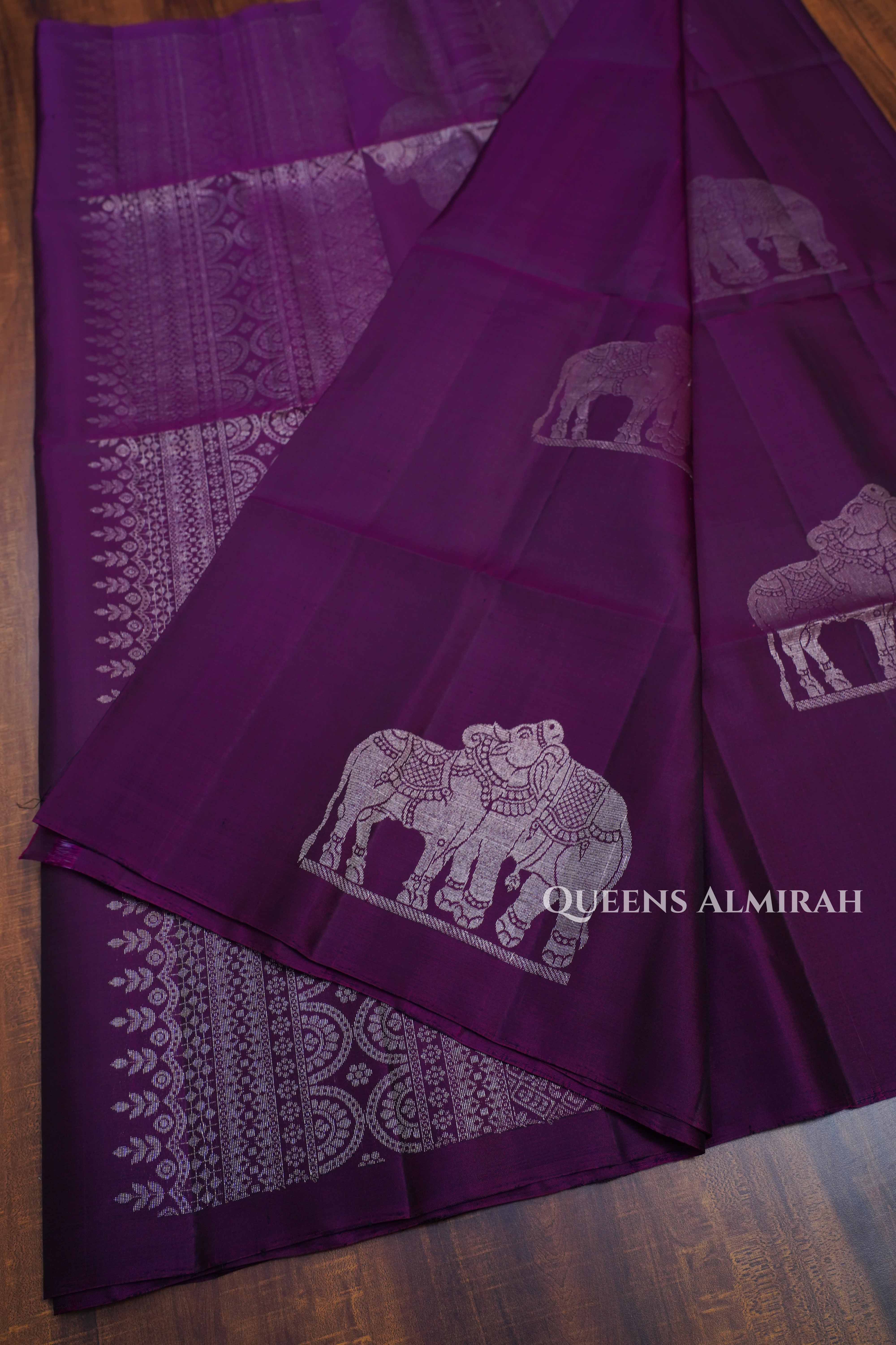 Purple Pure Soft Silk Saree