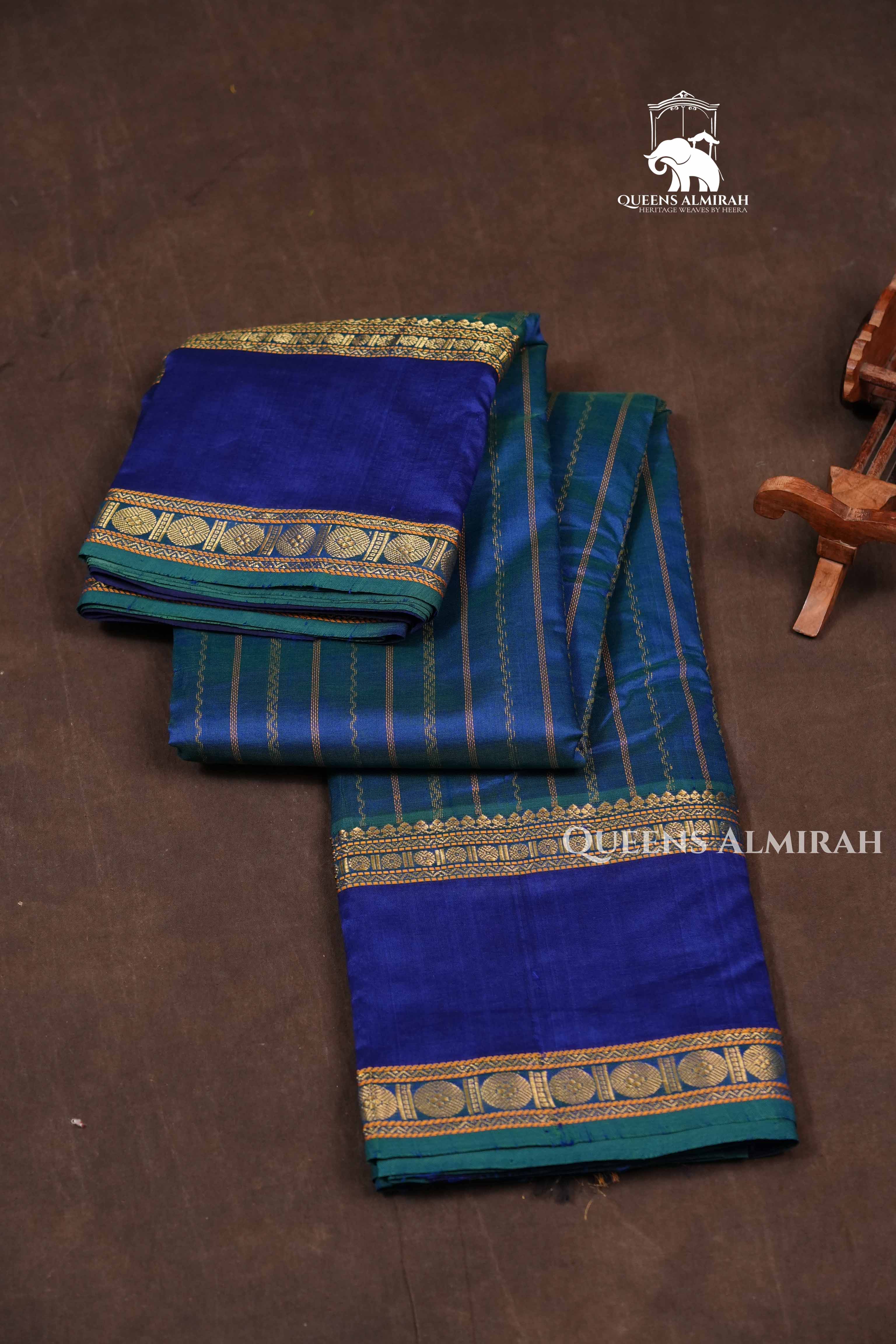 Peacock Blue Budget Silk Cotton Saree