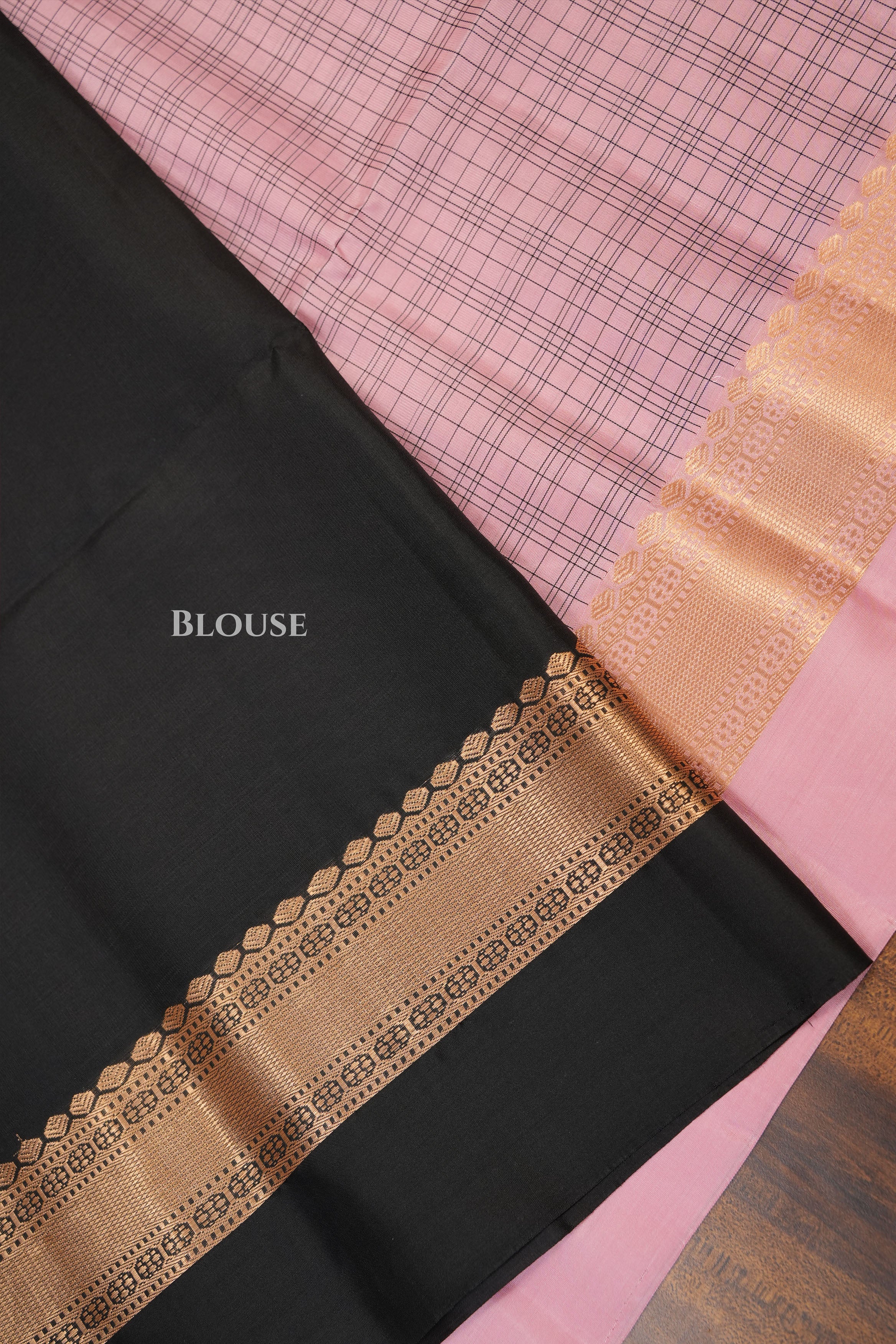 Baby Pink With Black Pure Soft Silk Saree