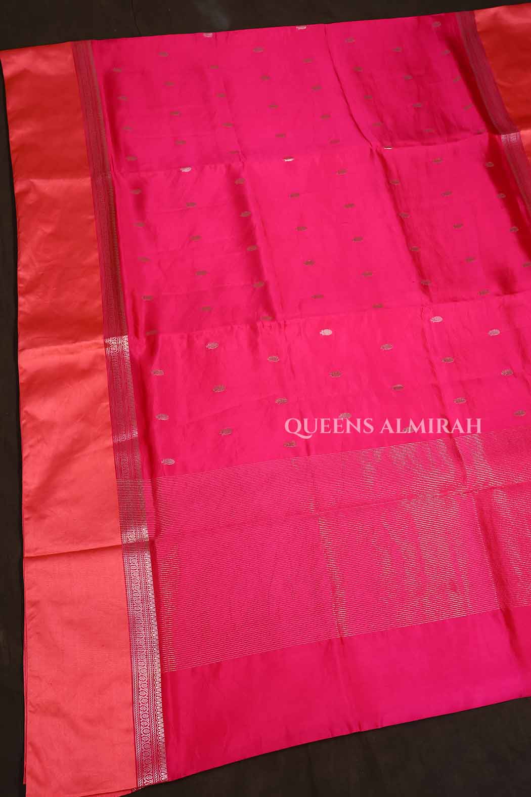 Magenta Pink With Peach Pure Banarasi Soft Silk Saree