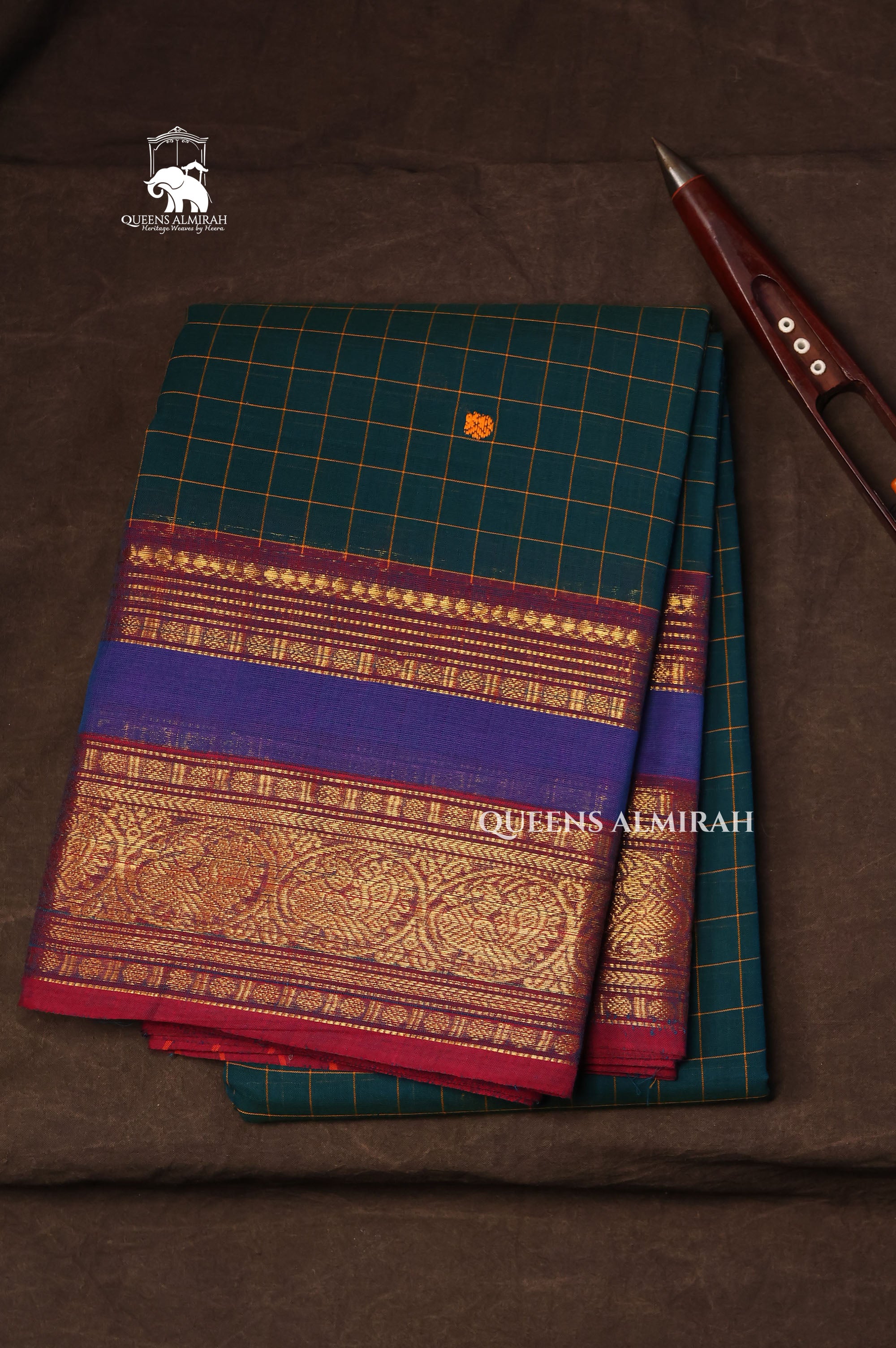 Peacock Blue Kanchi Cotton Saree
