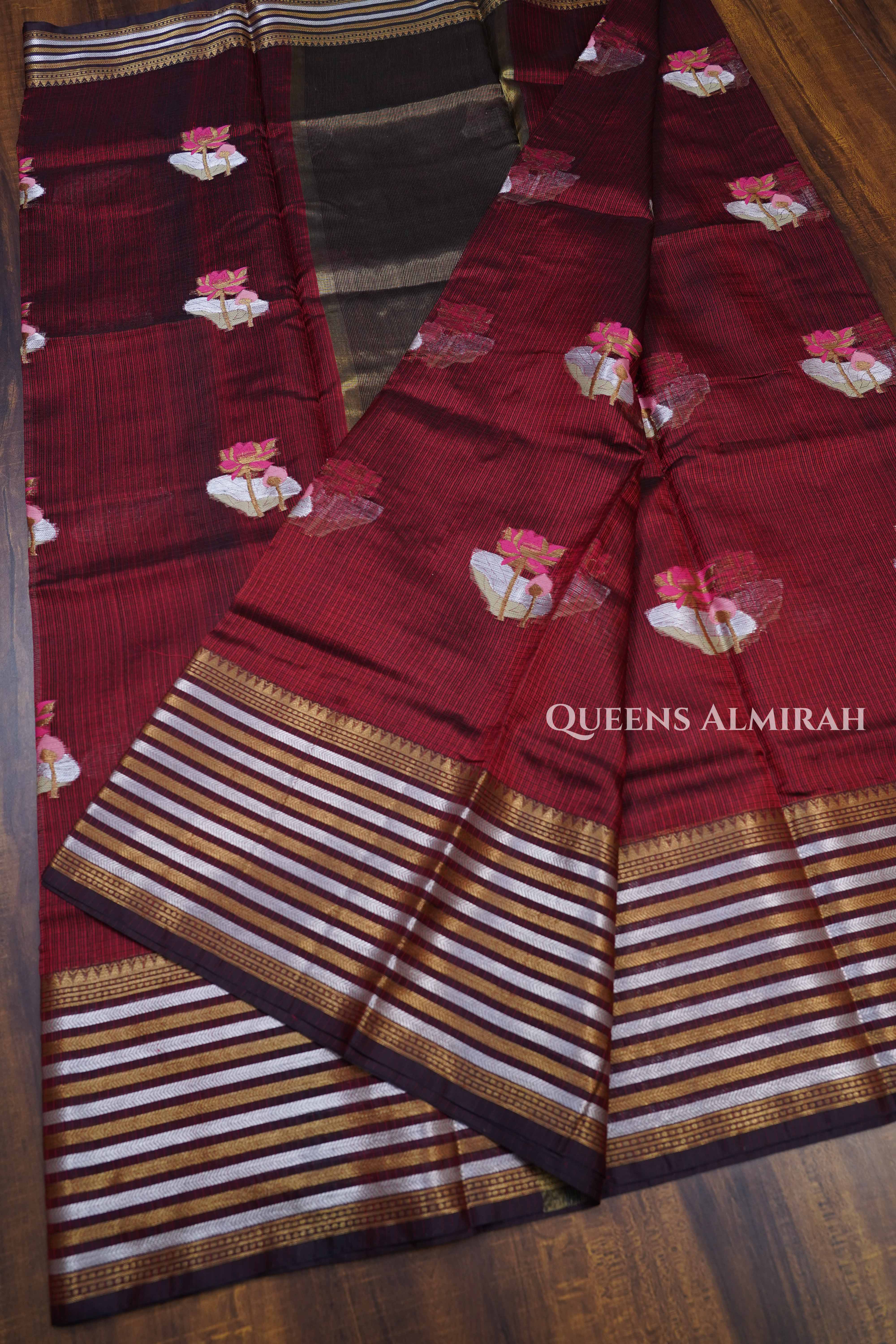 Maroon Pure Kota Silk Saree
