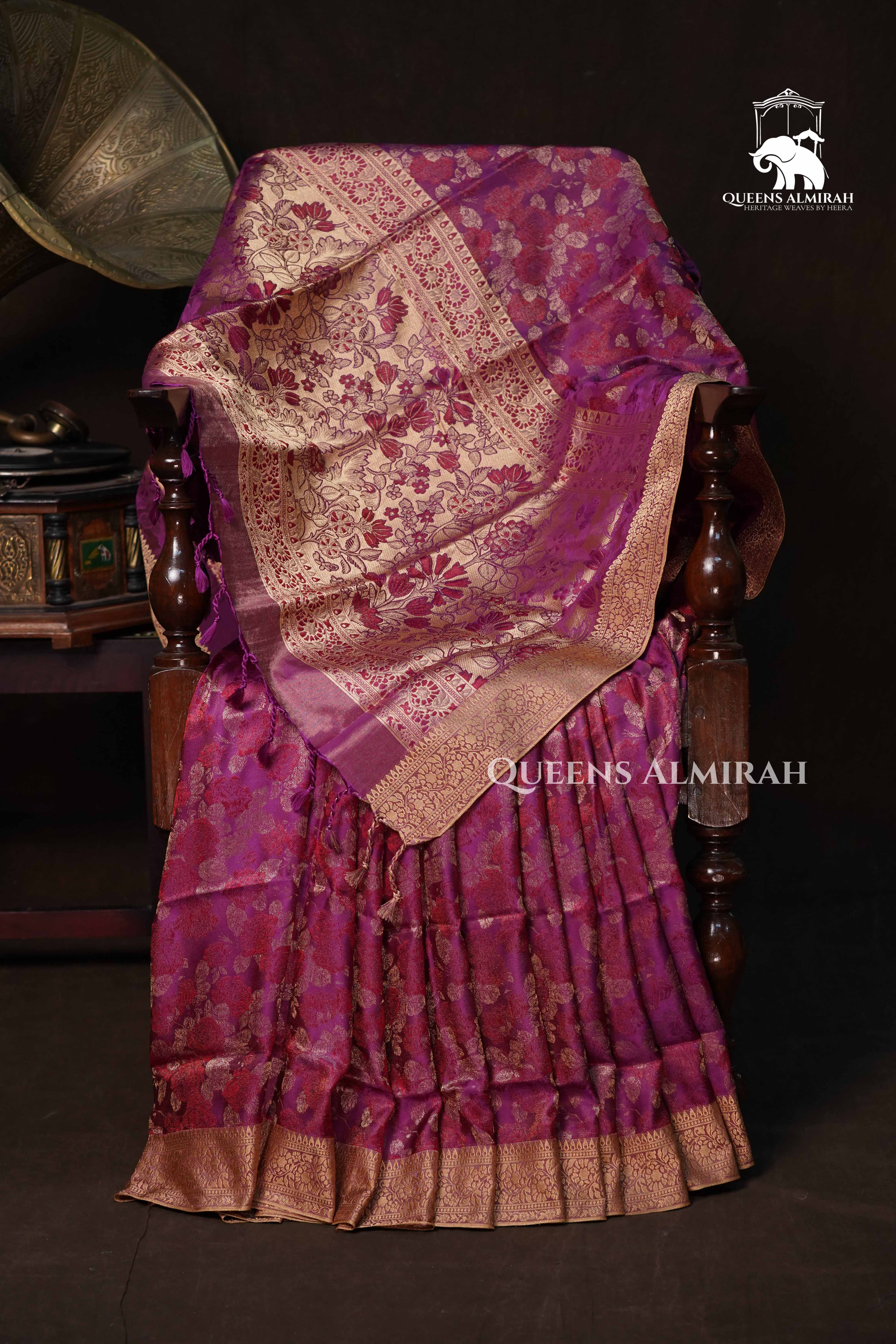 Purple Pashmina Silk Saree
