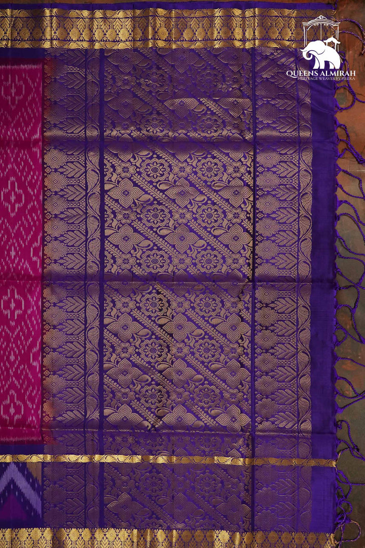 DEEP MAGENTA WITH DARK VIOLET SOFT SILK SAREE - Queens Jewel Emporium