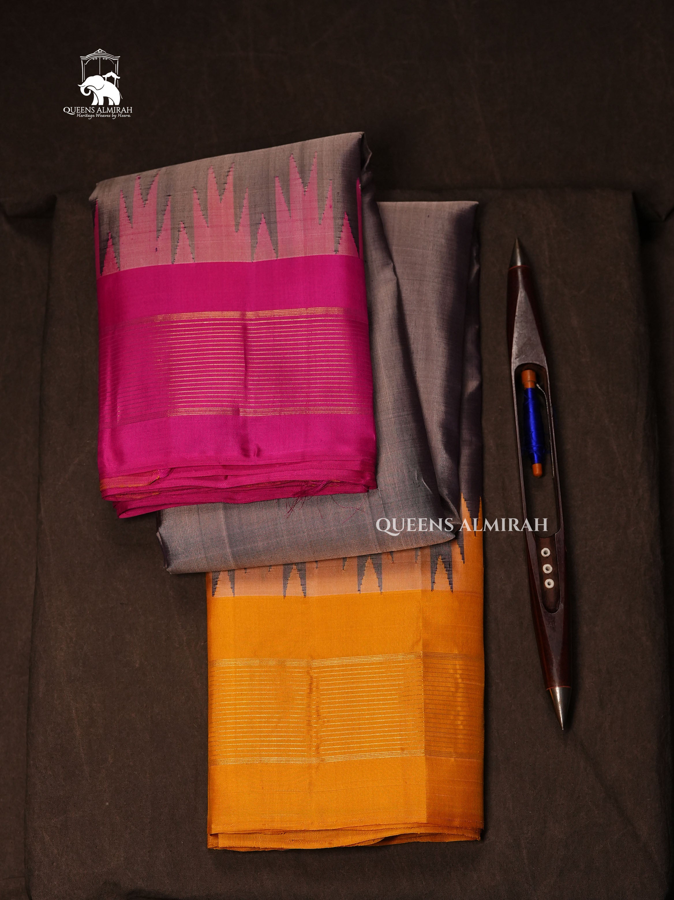 Ash Grey With Ganga Jamuna Border Pure Kanchivaram Silk Saree