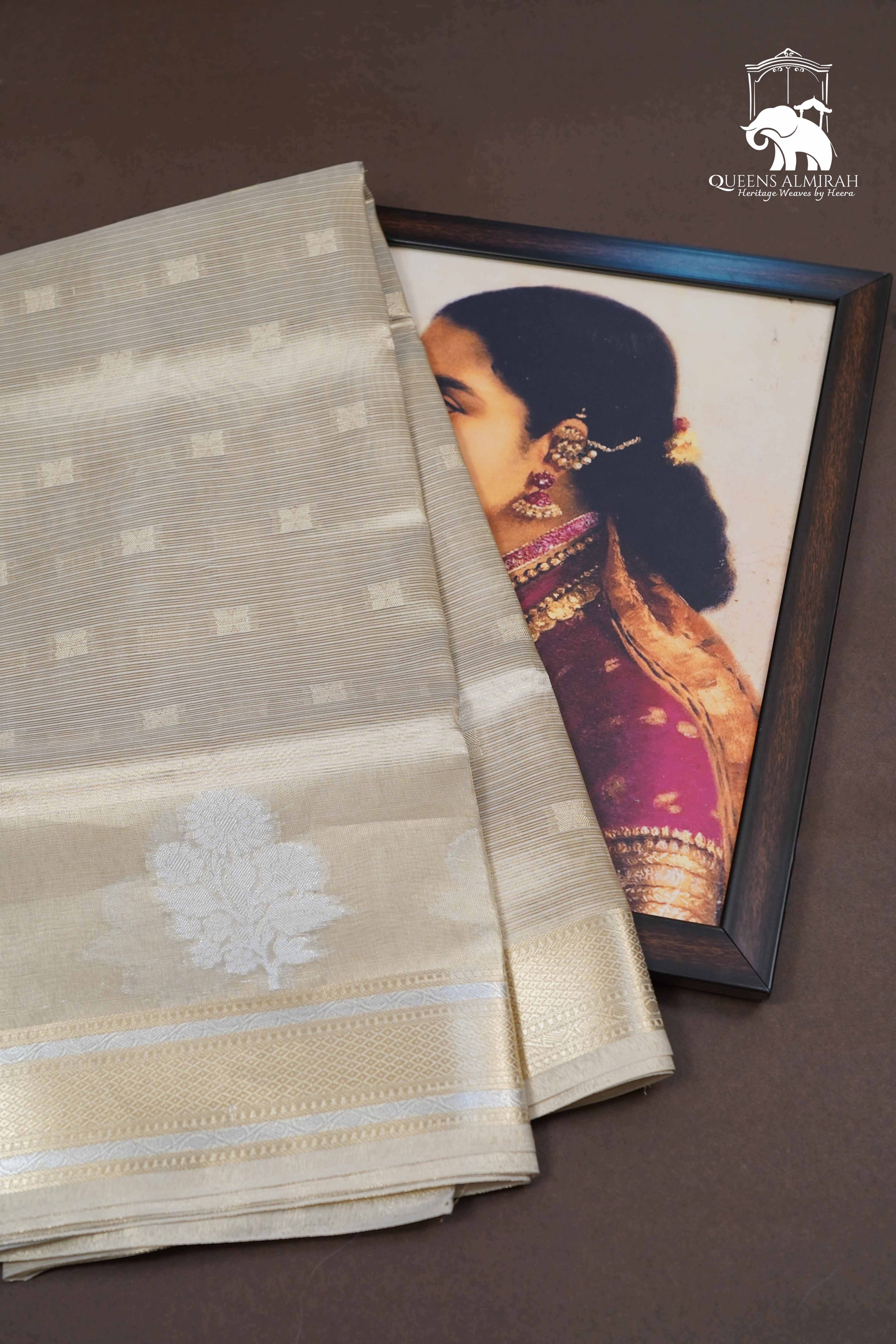 SILVER KOTA TISSUE SAREE 5 - Queens Jewel Emporium