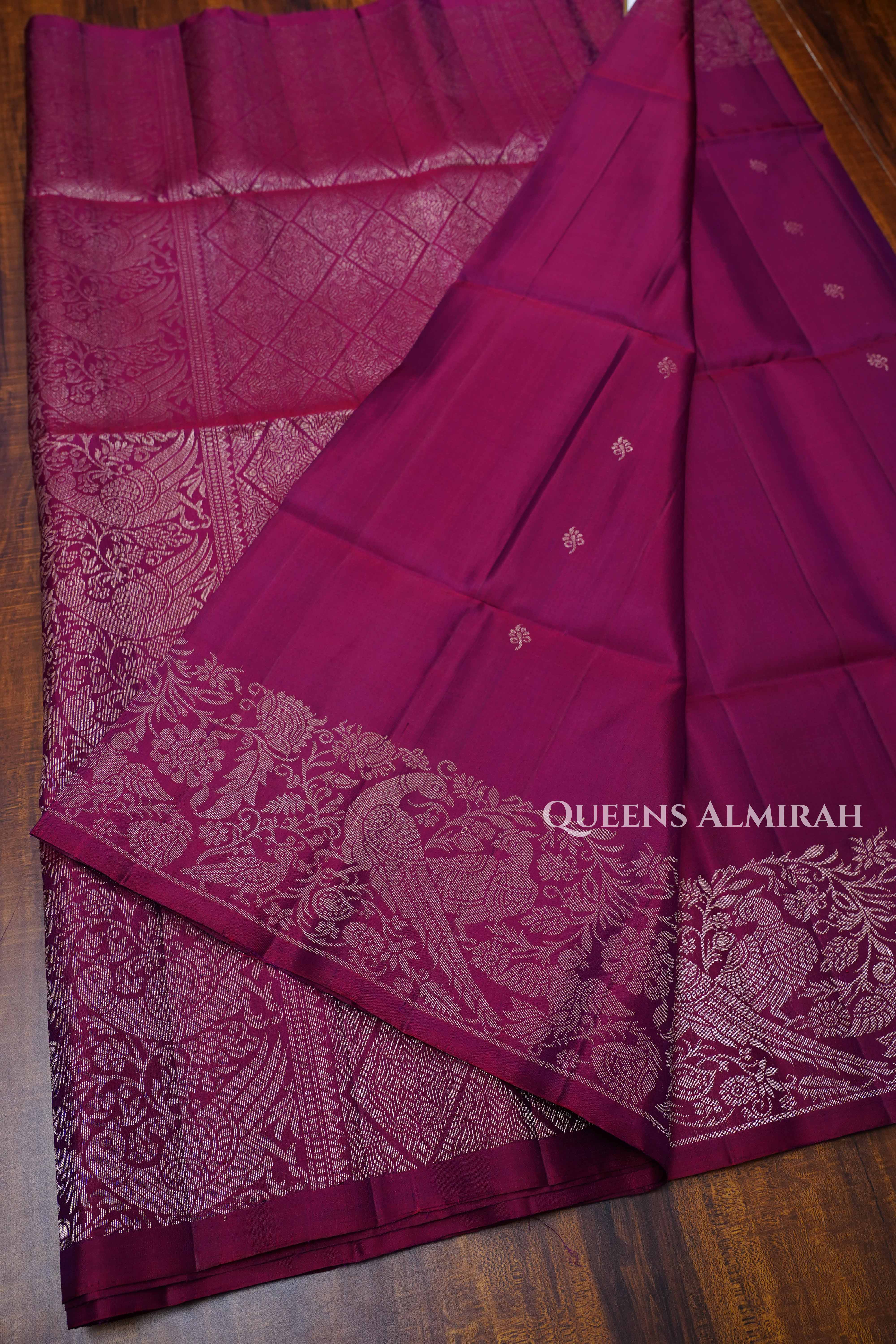 Mulberry Purple Pure Soft Silk Saree