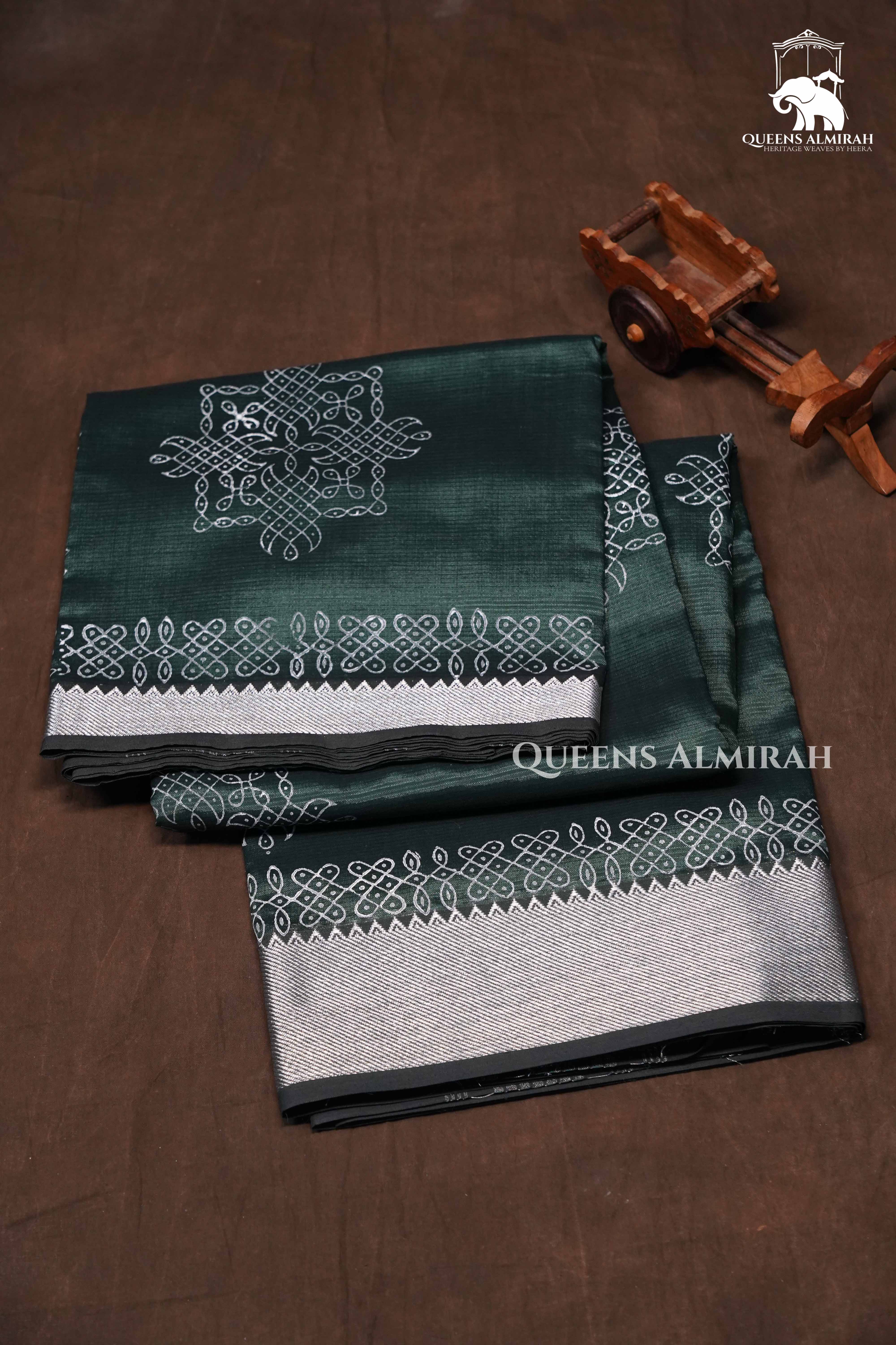 Dark Green Mangalgiri Saree