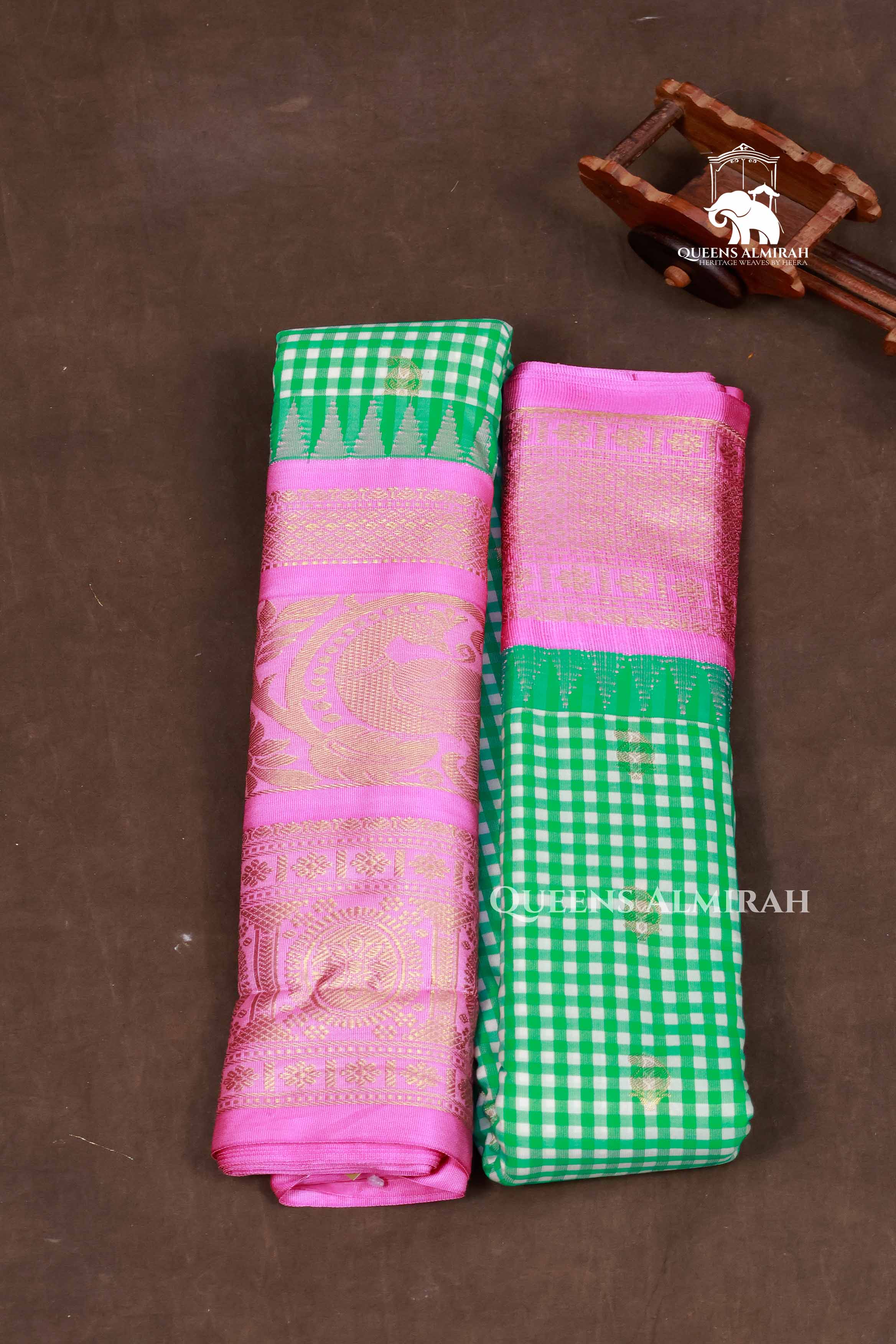 Green Kattam With Pink Semi Gadwal Silk Saree
