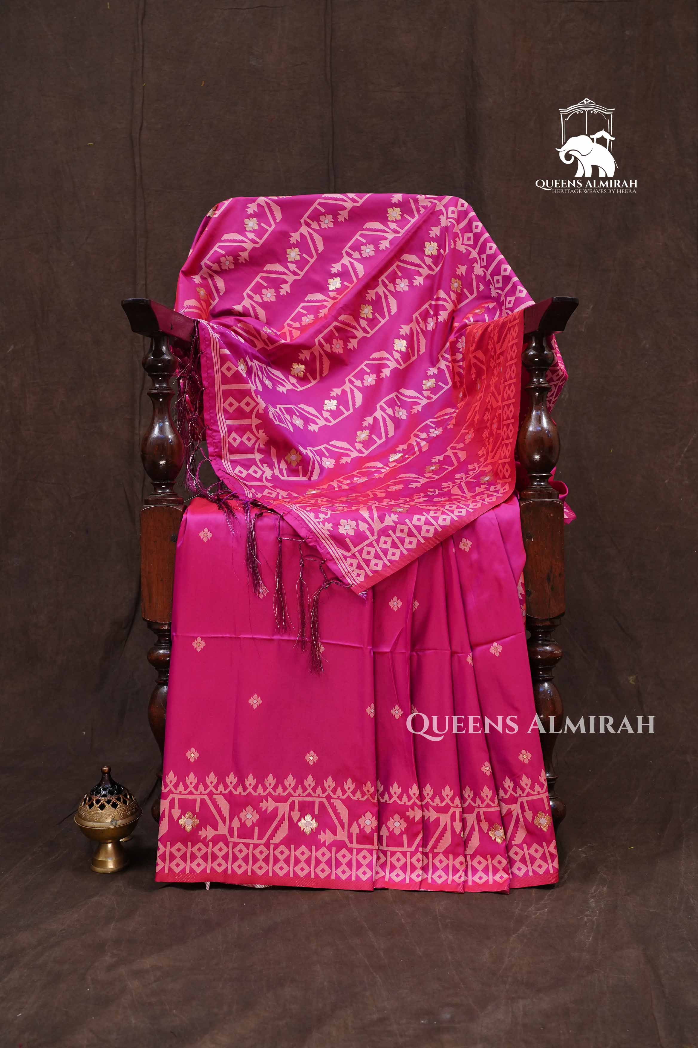 Pink Jamdani Butter Silk Saree