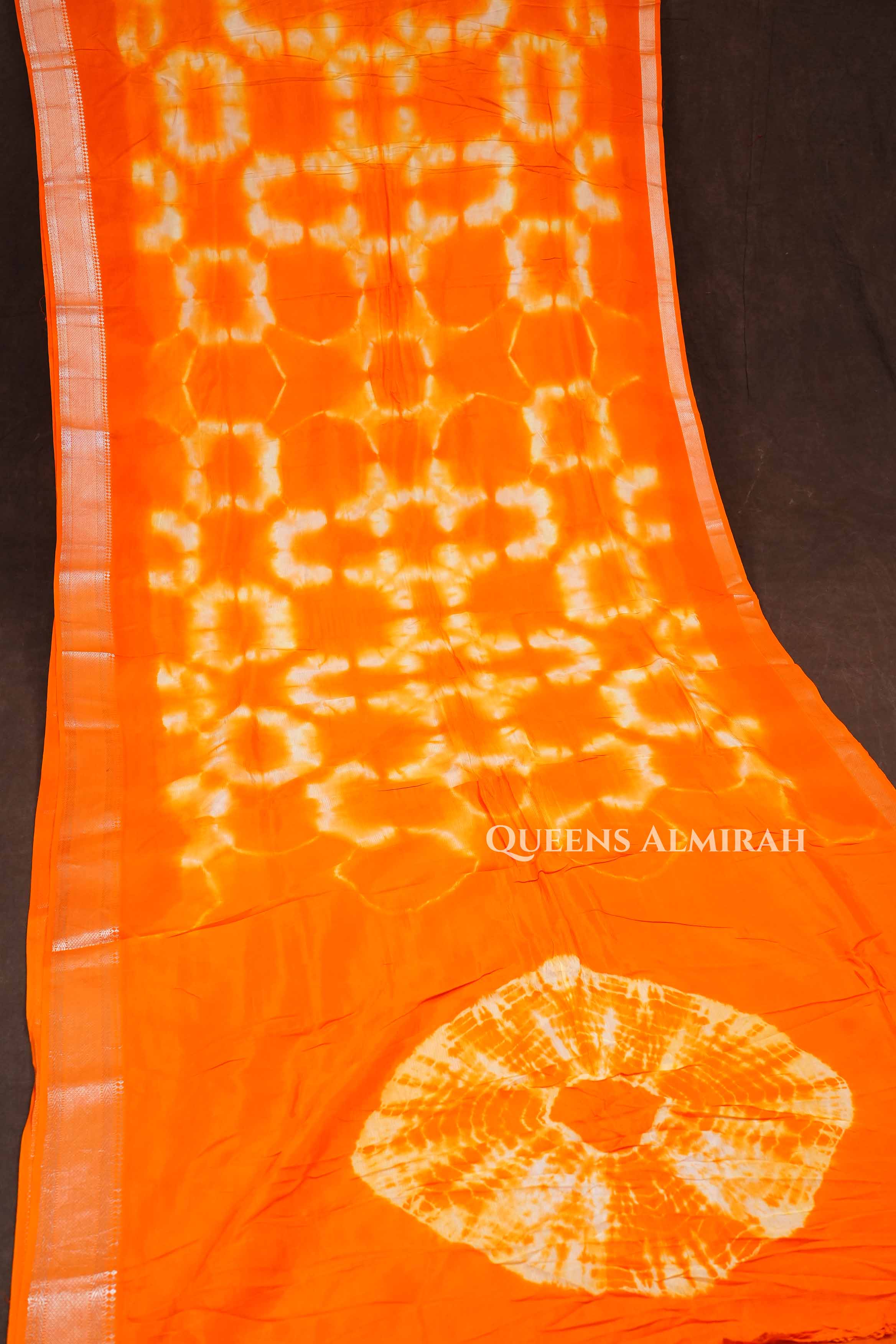 Orange Shibori Mangalgiri Saree