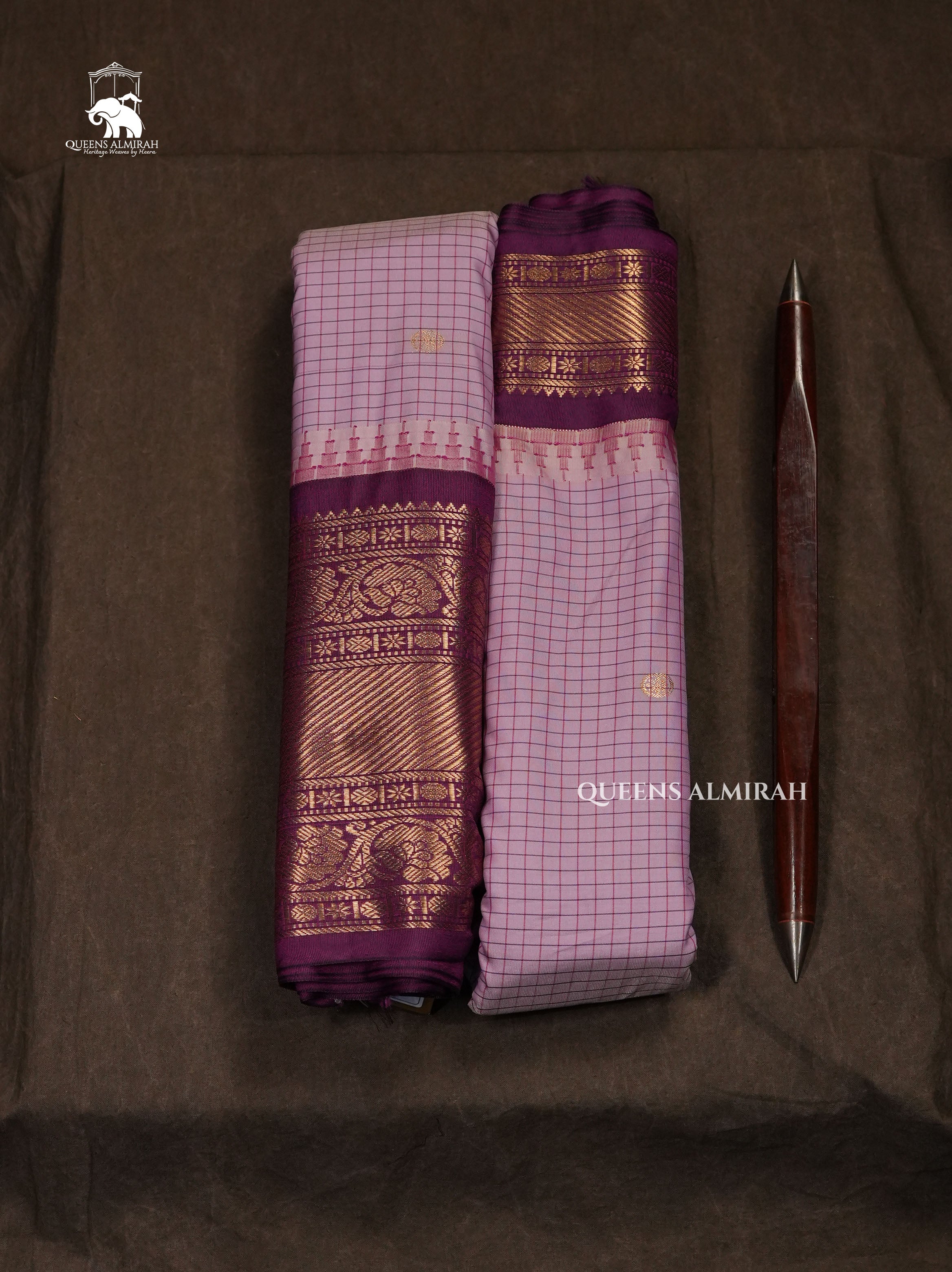 Lilac Kattam With Purple Semi Gadwal Silk Saree
