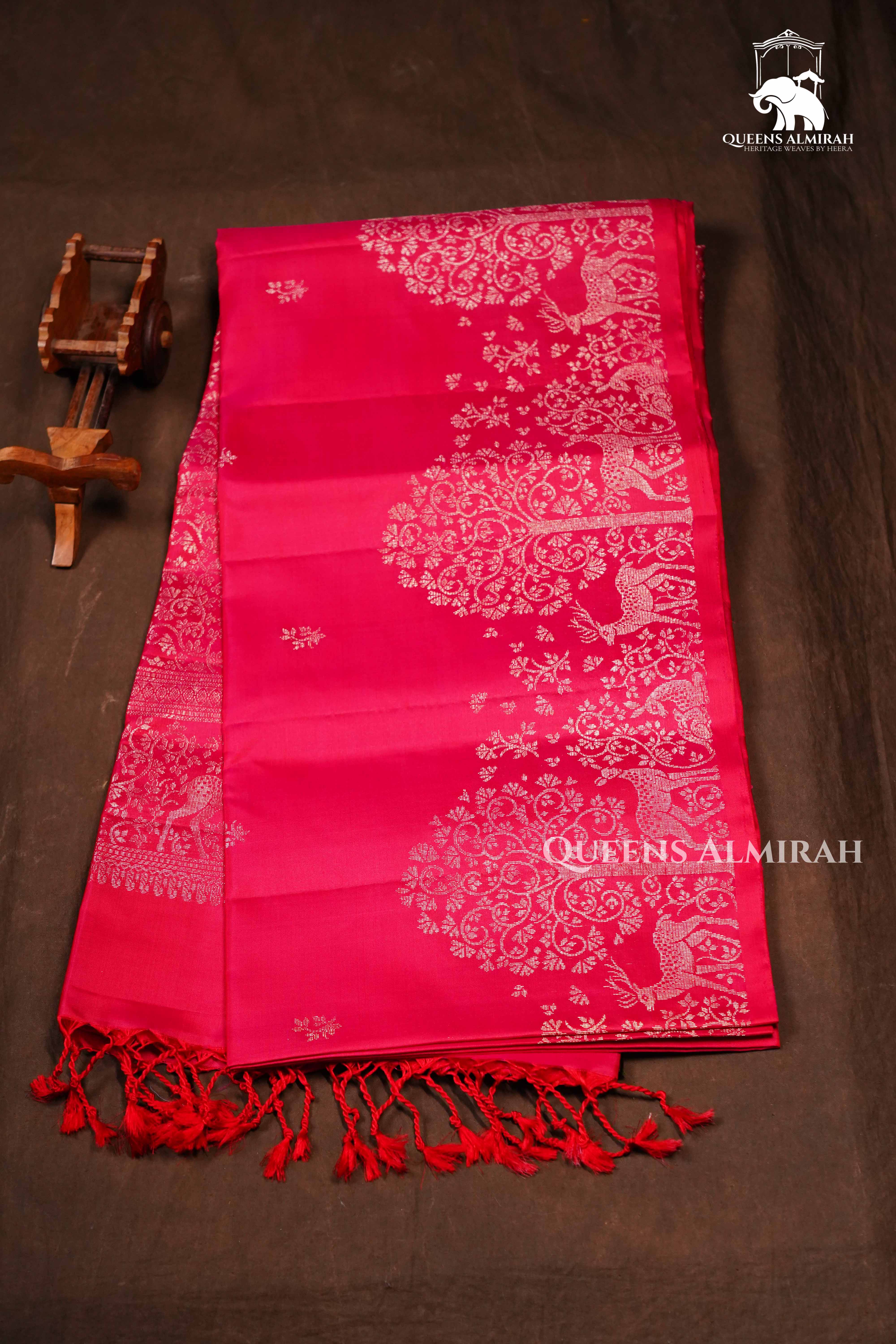 Magenta Pink Pure Soft Silk Saree