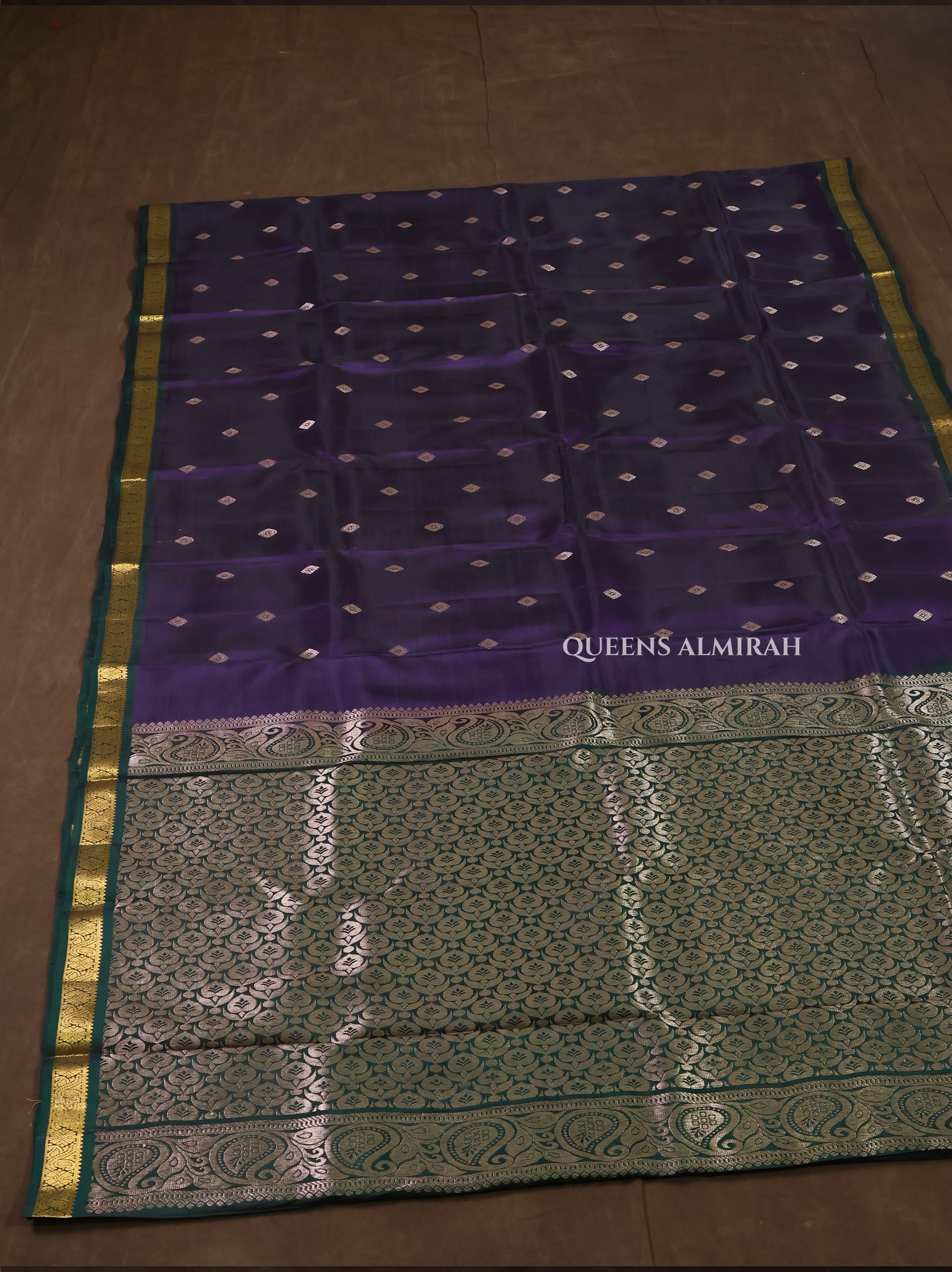 Navy Blue With Green Budget Kanchivaram Silk Saree