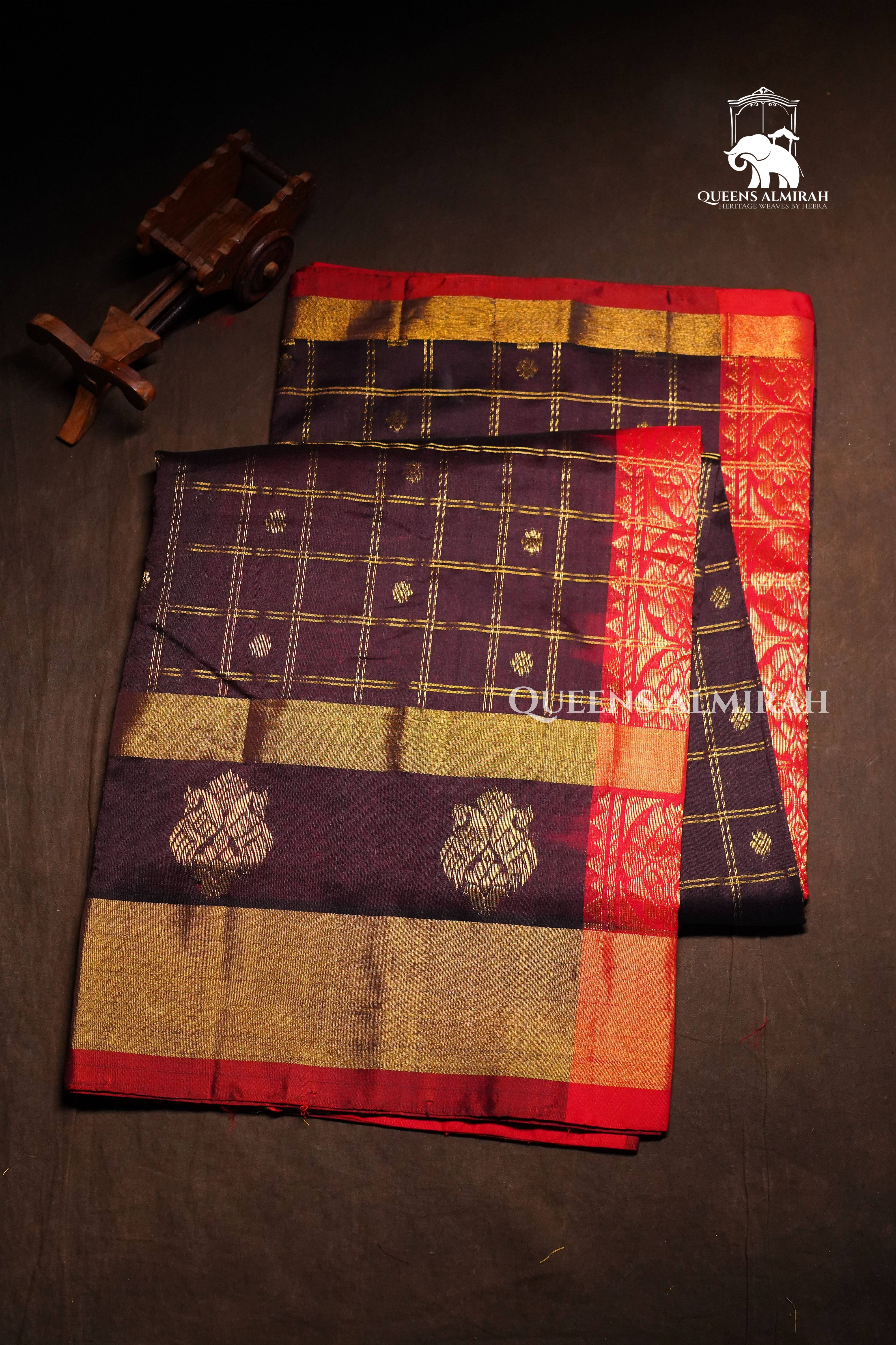 Cocoa Bean With Red Budget Silk Cotton Saree