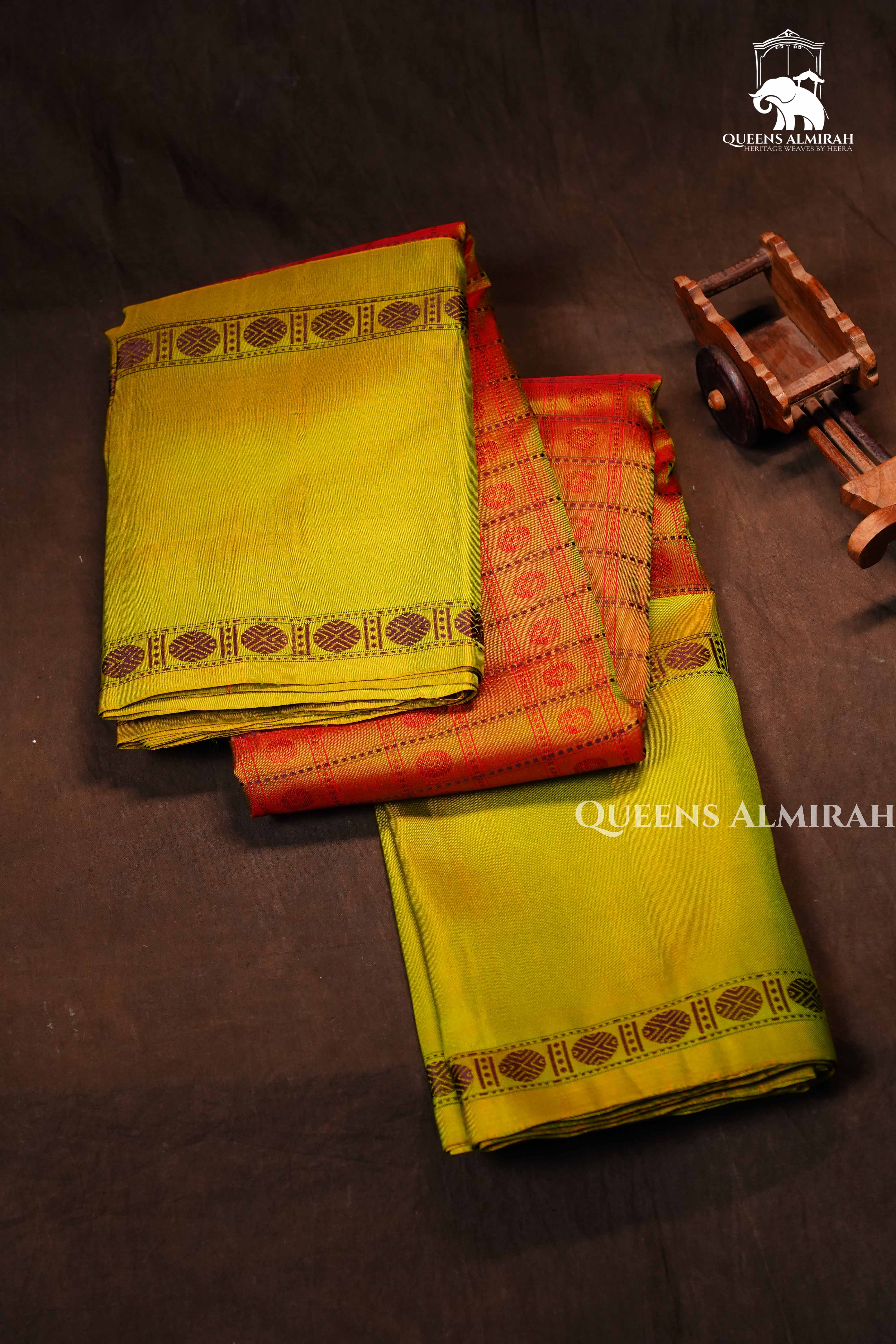 Orange With Pista Green Pure Kanchivaram Silk Saree
