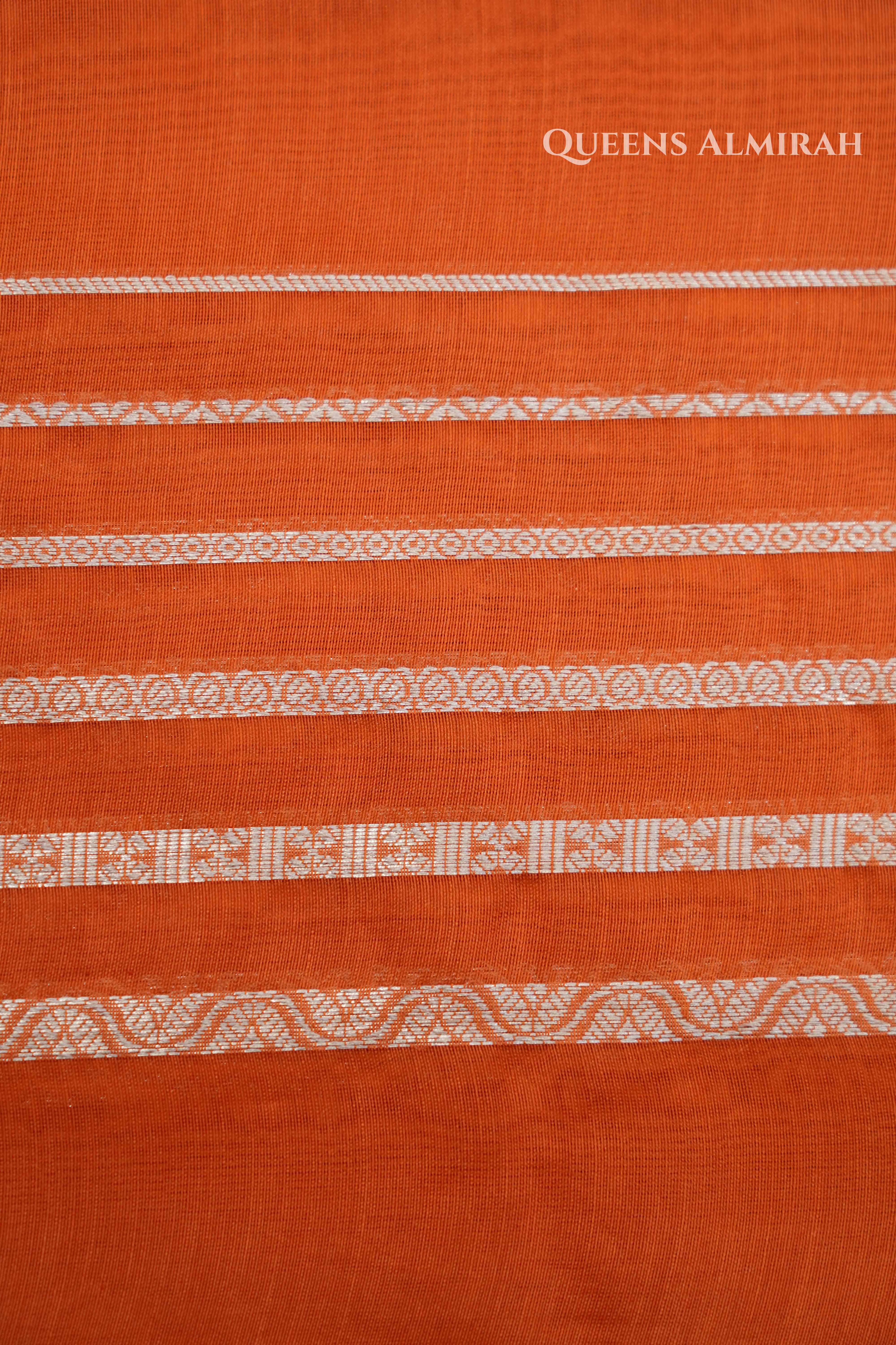 Papaya Orange Chanderi  Silk Cotton Saree