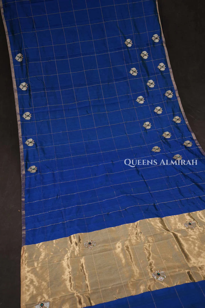 Blue Ganda Berunda Chanderi Silk Saree