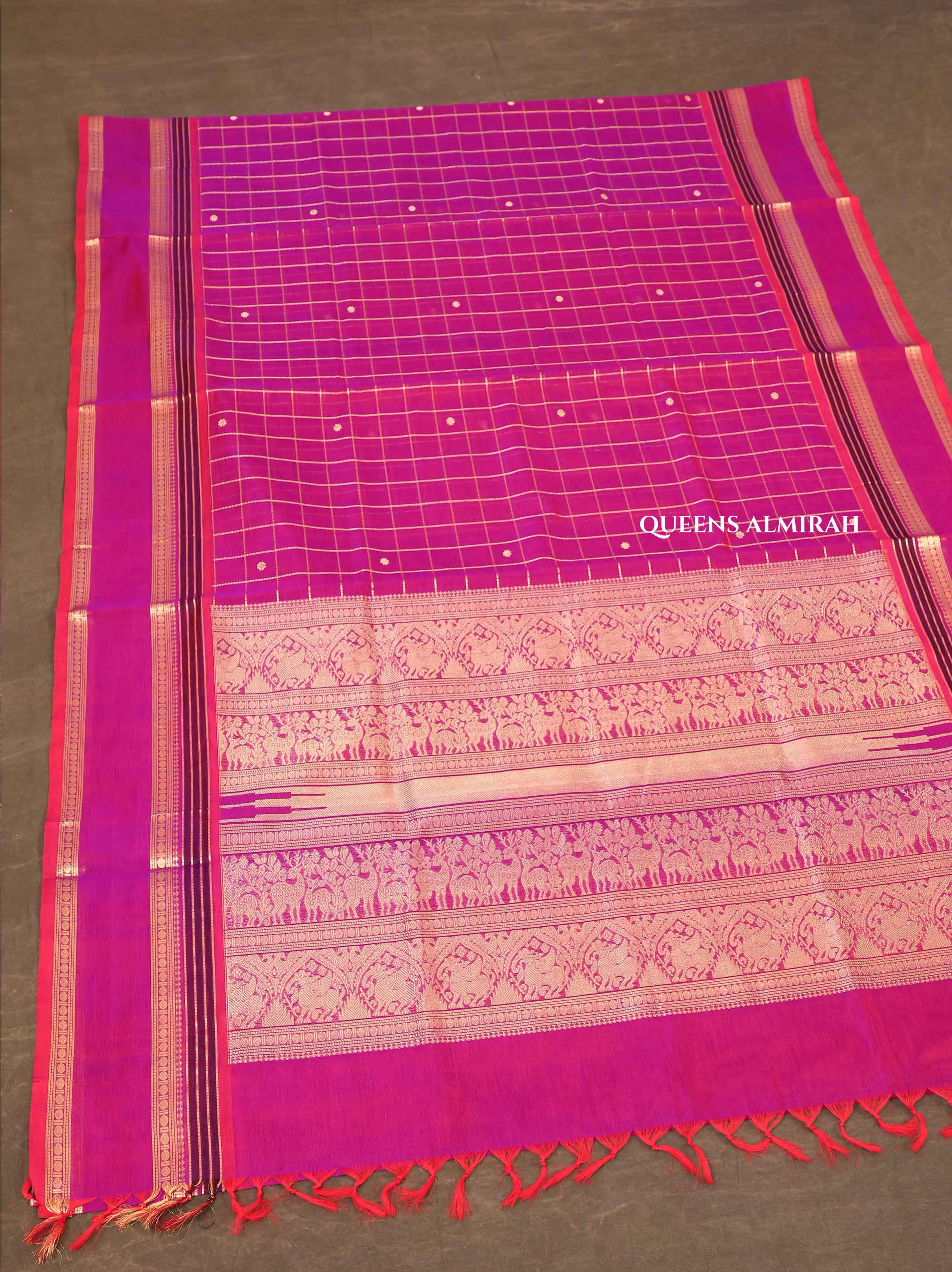 Vadamalli Purple With Gap Border Chettinad Silk Cotton Saree