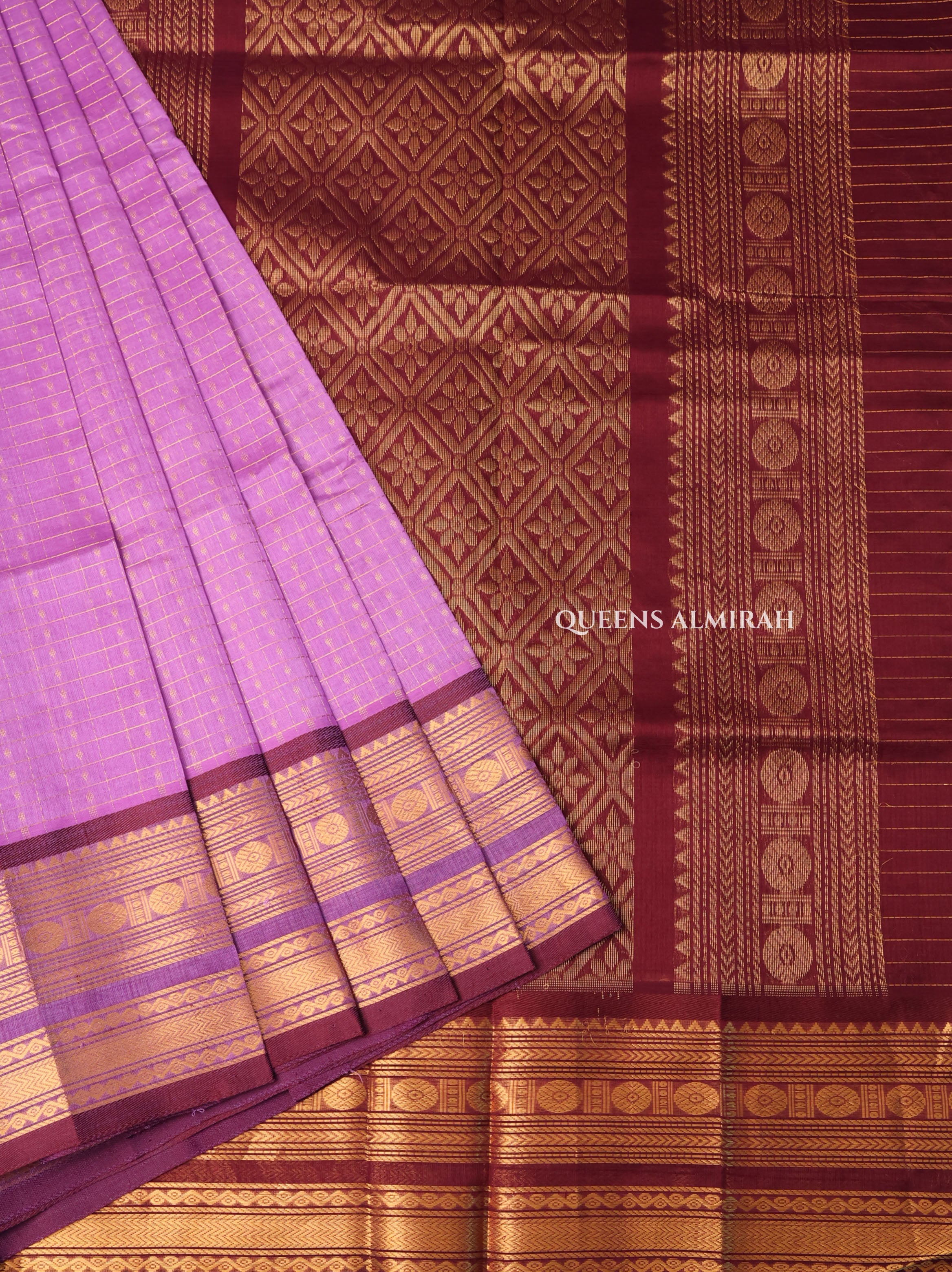 Lavender With Purple Pure Silk Cotton Saree