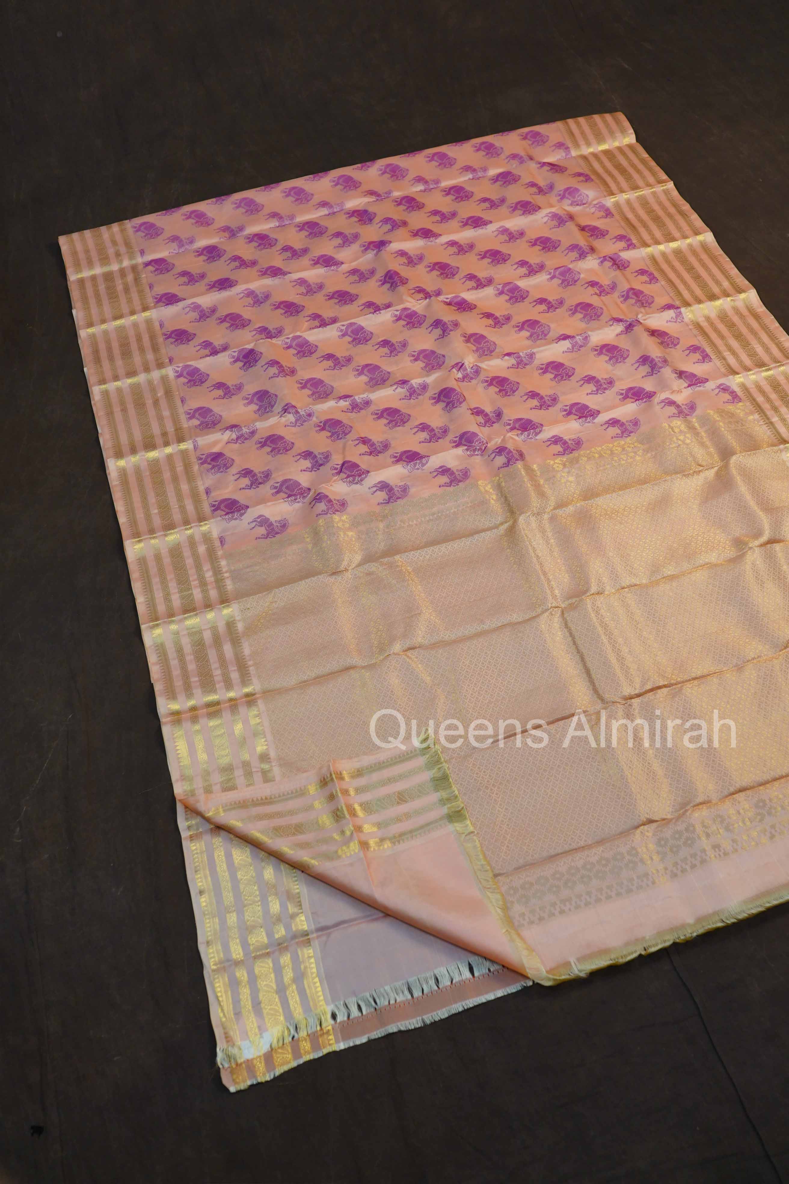 Pastel Pink Varisapet Border Pure Kanchivaram Silk Saree