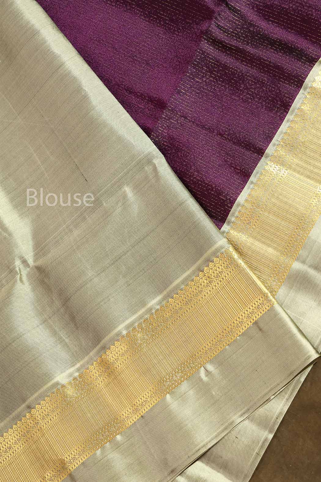 Purple With Grey Pure Soft Silk Saree