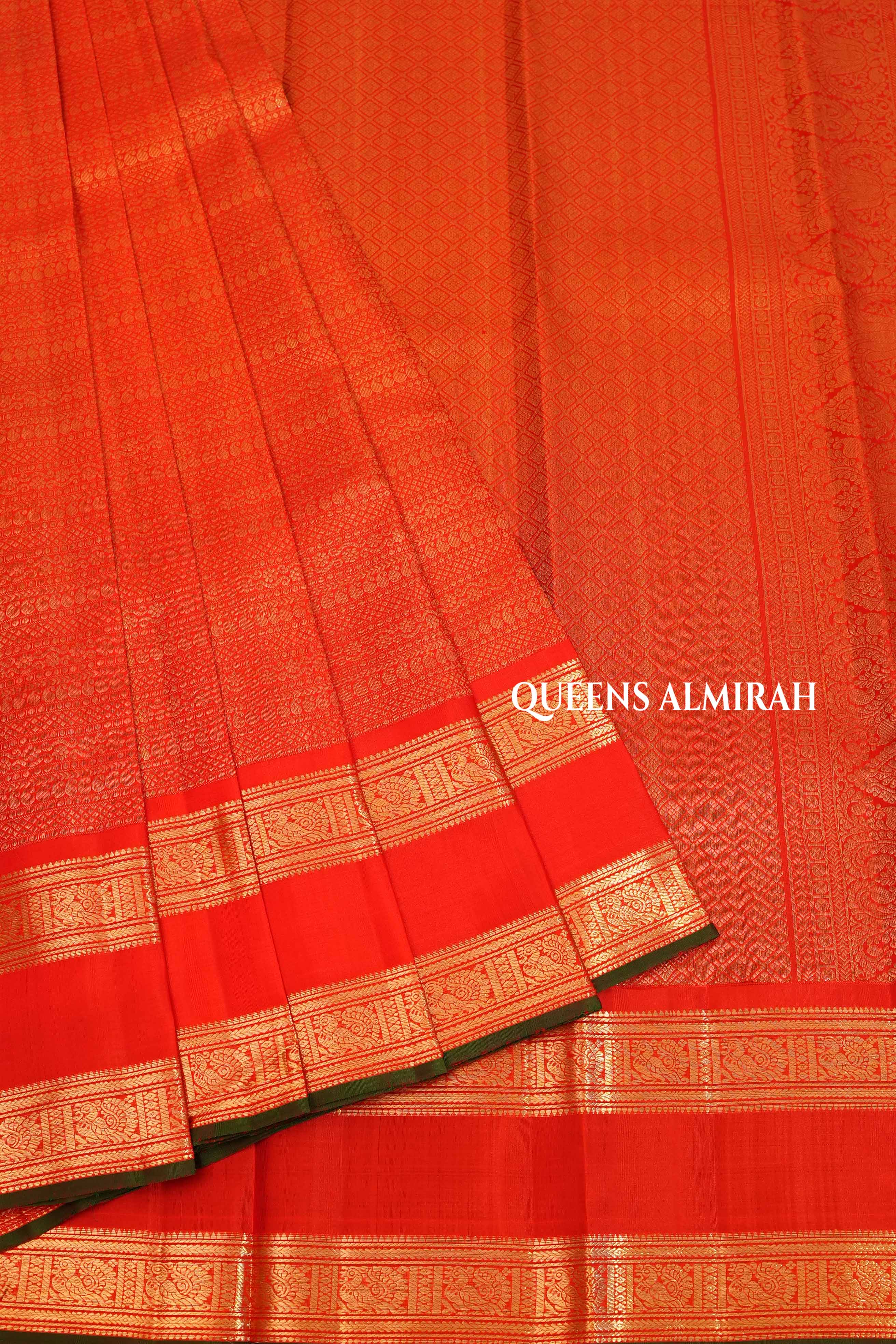 Tomato Red Pure Kanchivaram Silk Saree